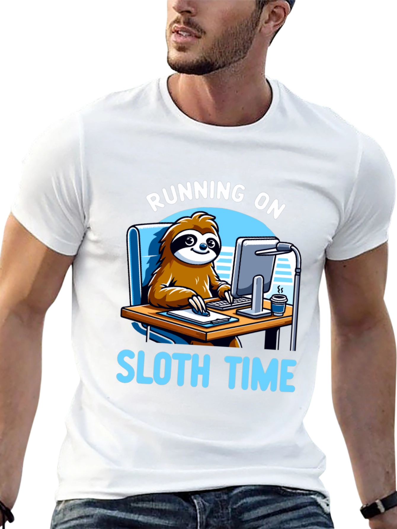 Running on Sloth Time Black T-Shirt