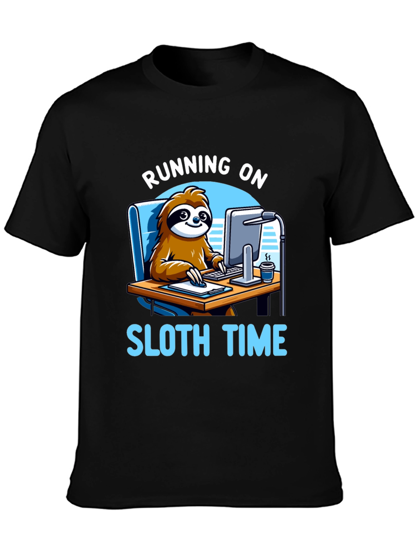 Running on Sloth Time Black T-Shirt