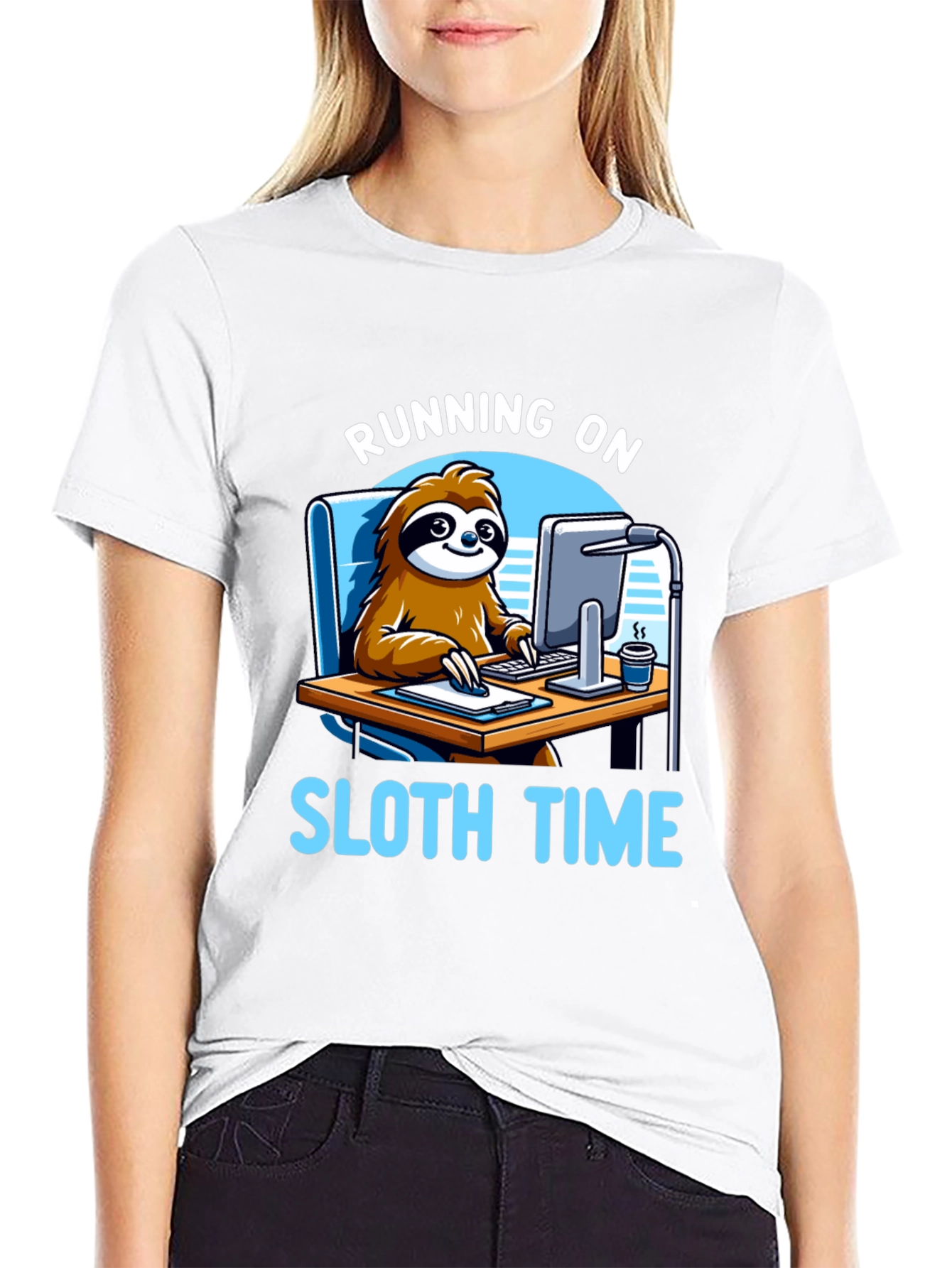 Running on Sloth Time Black T-Shirt