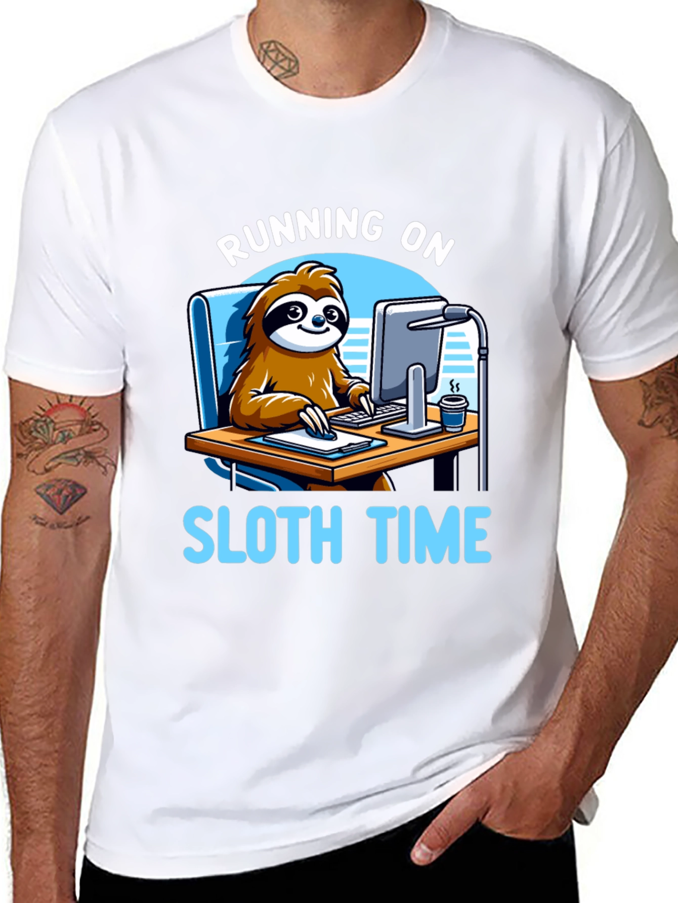 Running on Sloth Time Black T-Shirt