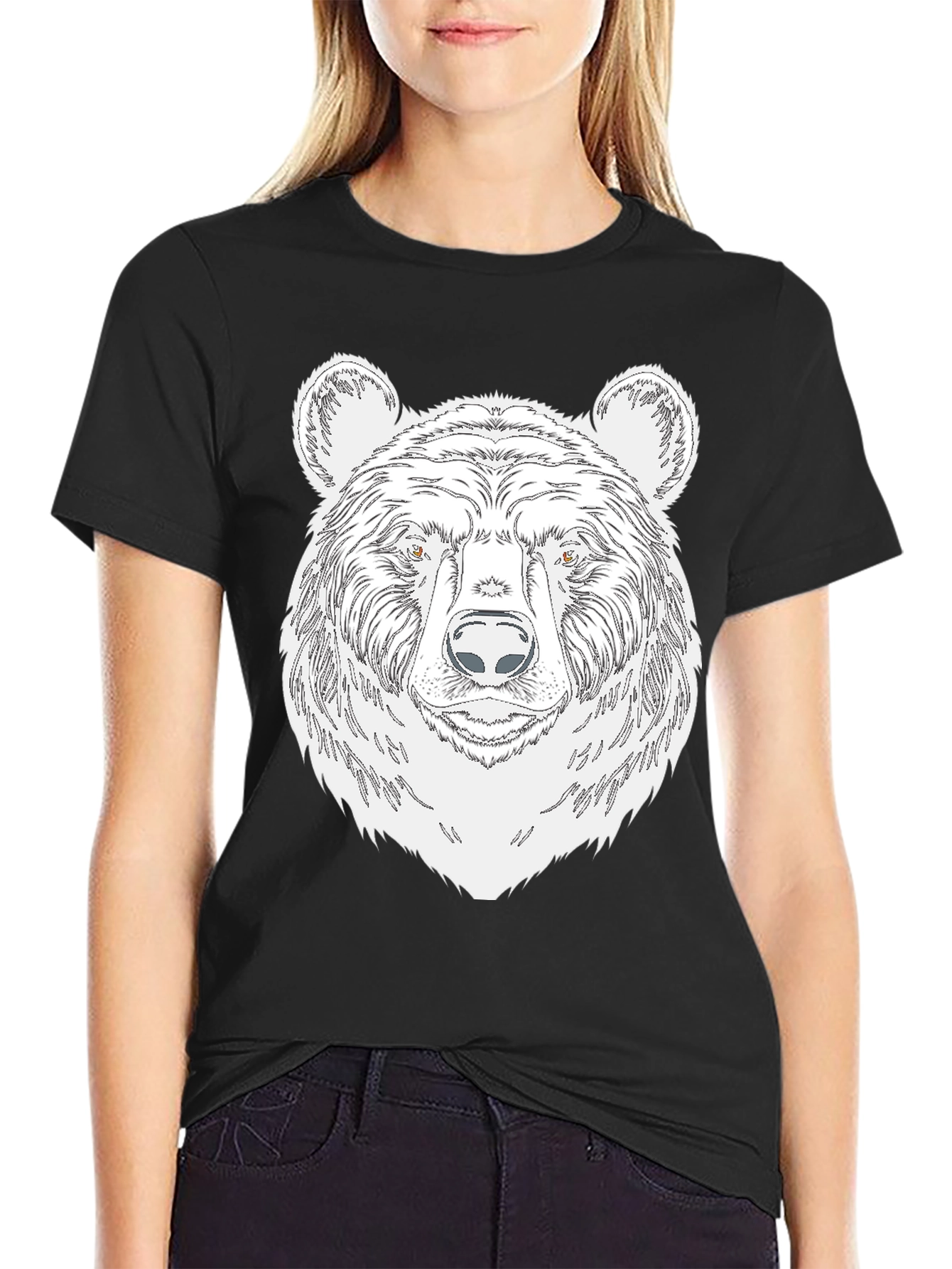 Mens Black Bear Graphic Tee - Wildlife Design