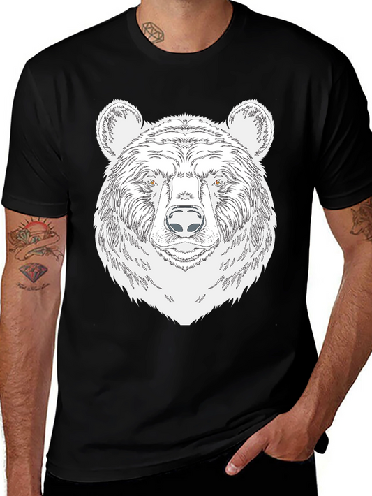 Mens Black Bear Graphic Tee - Wildlife Design
