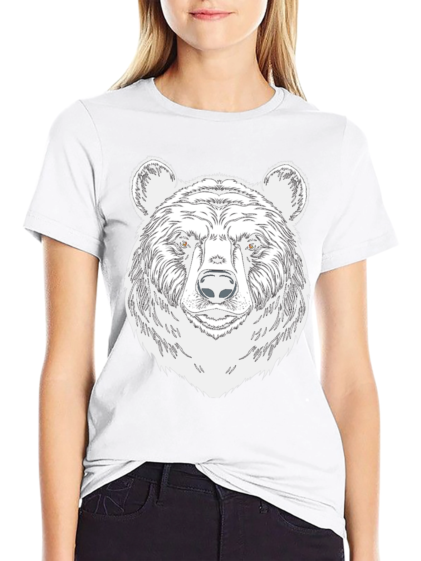 Mens Black Bear Graphic Tee - Wildlife Design