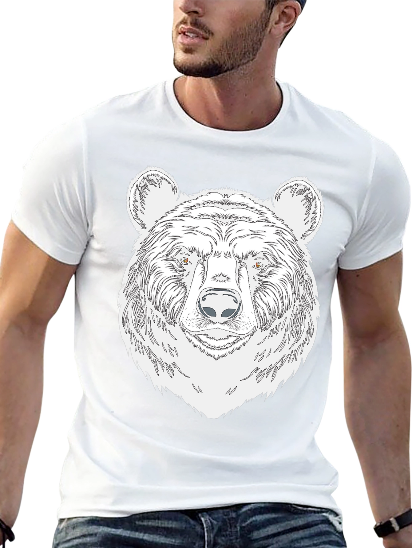 Mens Black Bear Graphic Tee - Wildlife Design