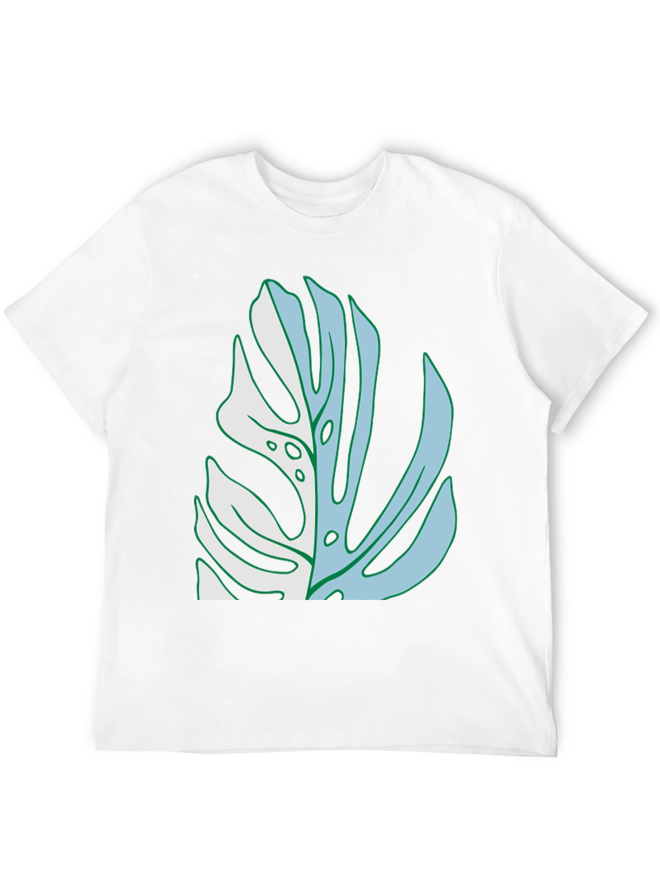 Monstera Leaf Graphic Tee - Black Cotton Casual Shirt