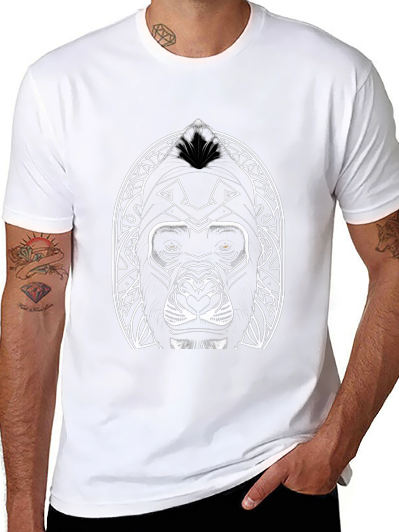 Tribal Gorilla Graphic T-Shirt - Black