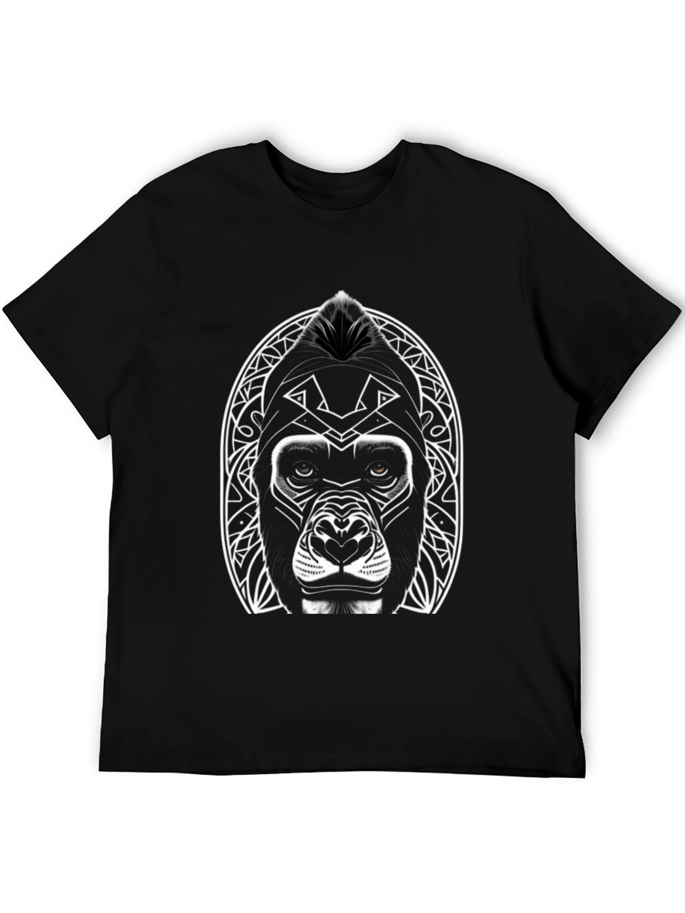 Tribal Gorilla Graphic T-Shirt - Black