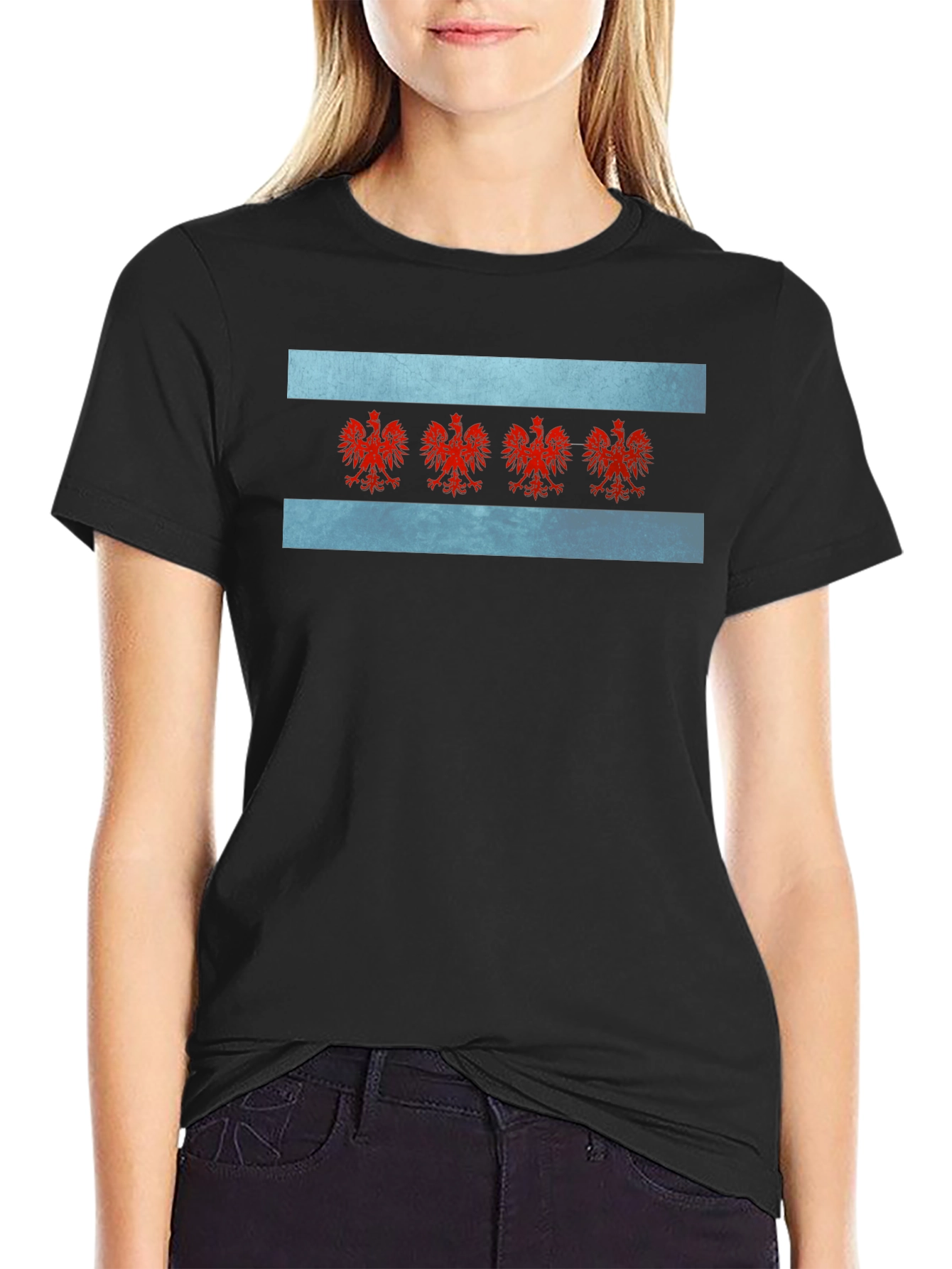 Chicago Flag T-Shirt - Red Eagle Emblem
