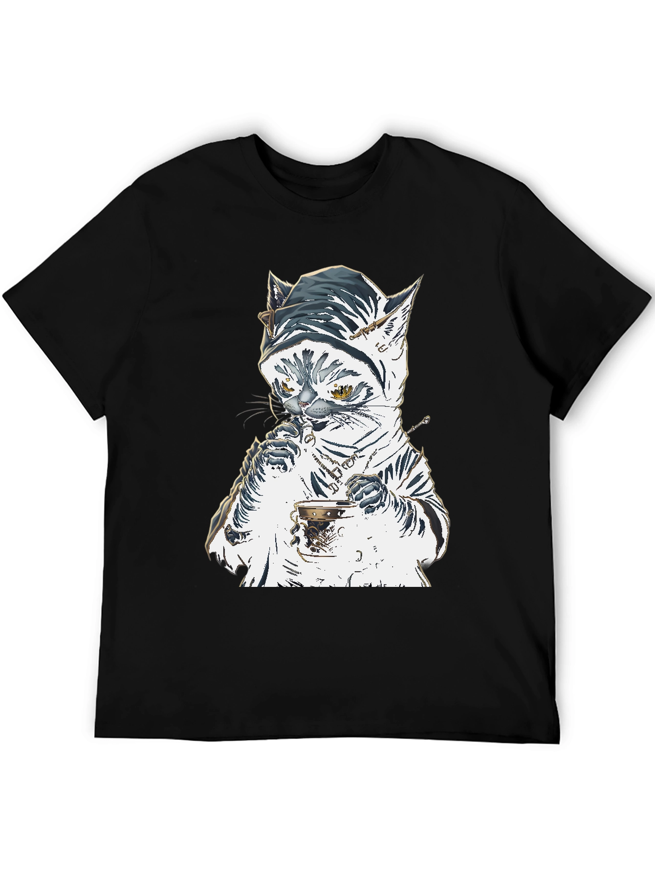 Cat T-Shirt: Sophisticated Feline Tea Time