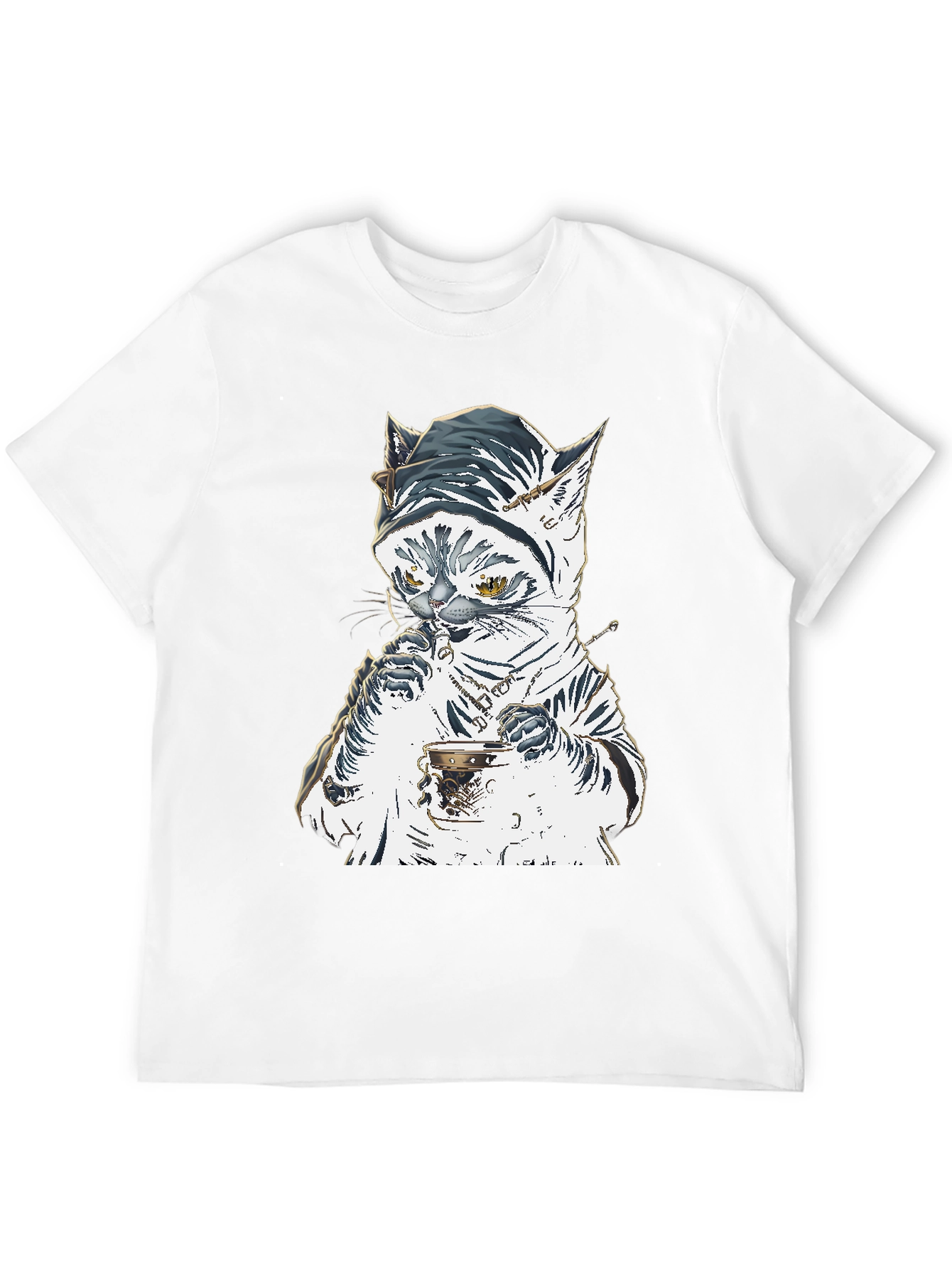 Cat T-Shirt: Sophisticated Feline Tea Time