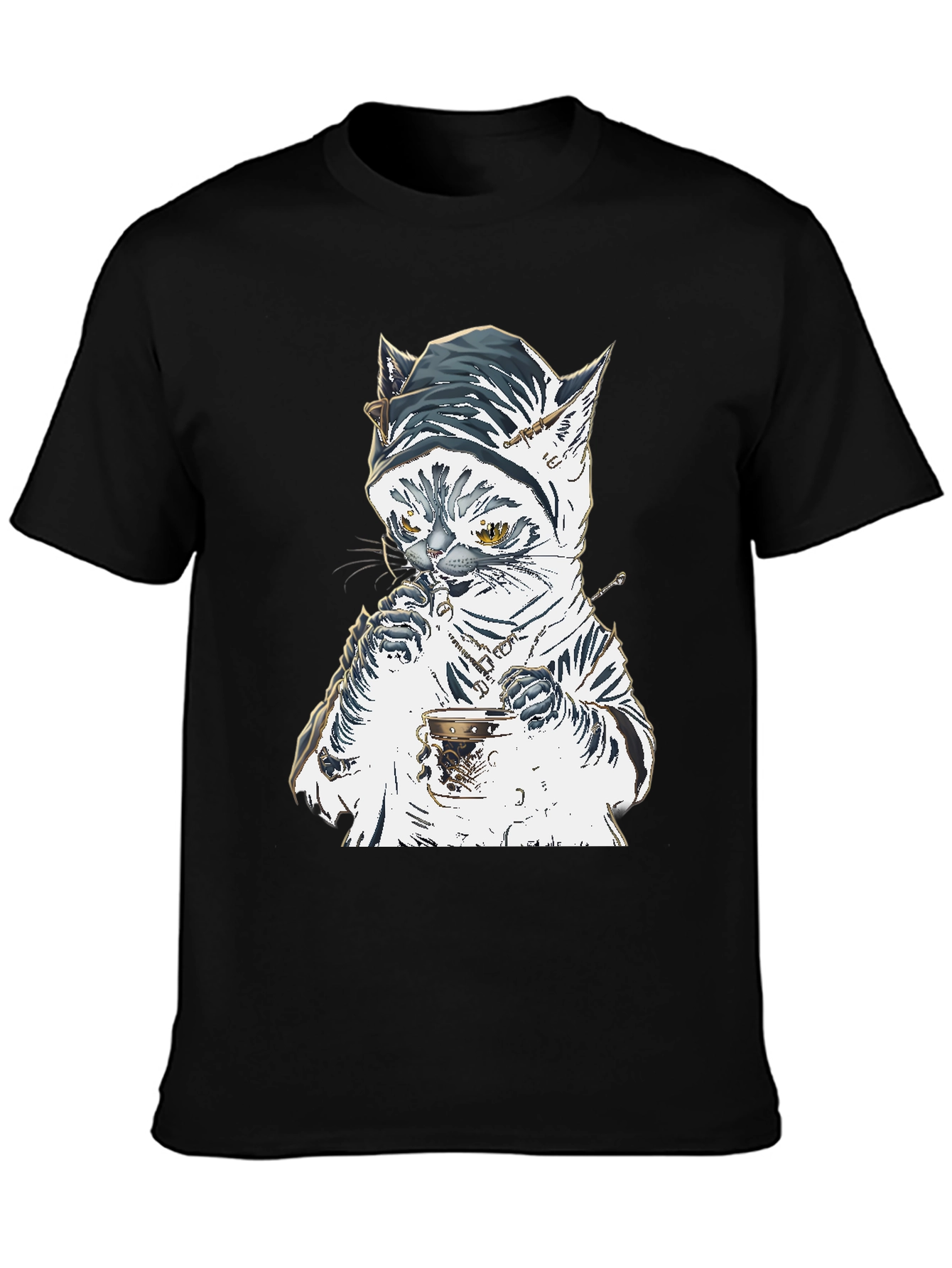 Cat T-Shirt: Sophisticated Feline Tea Time