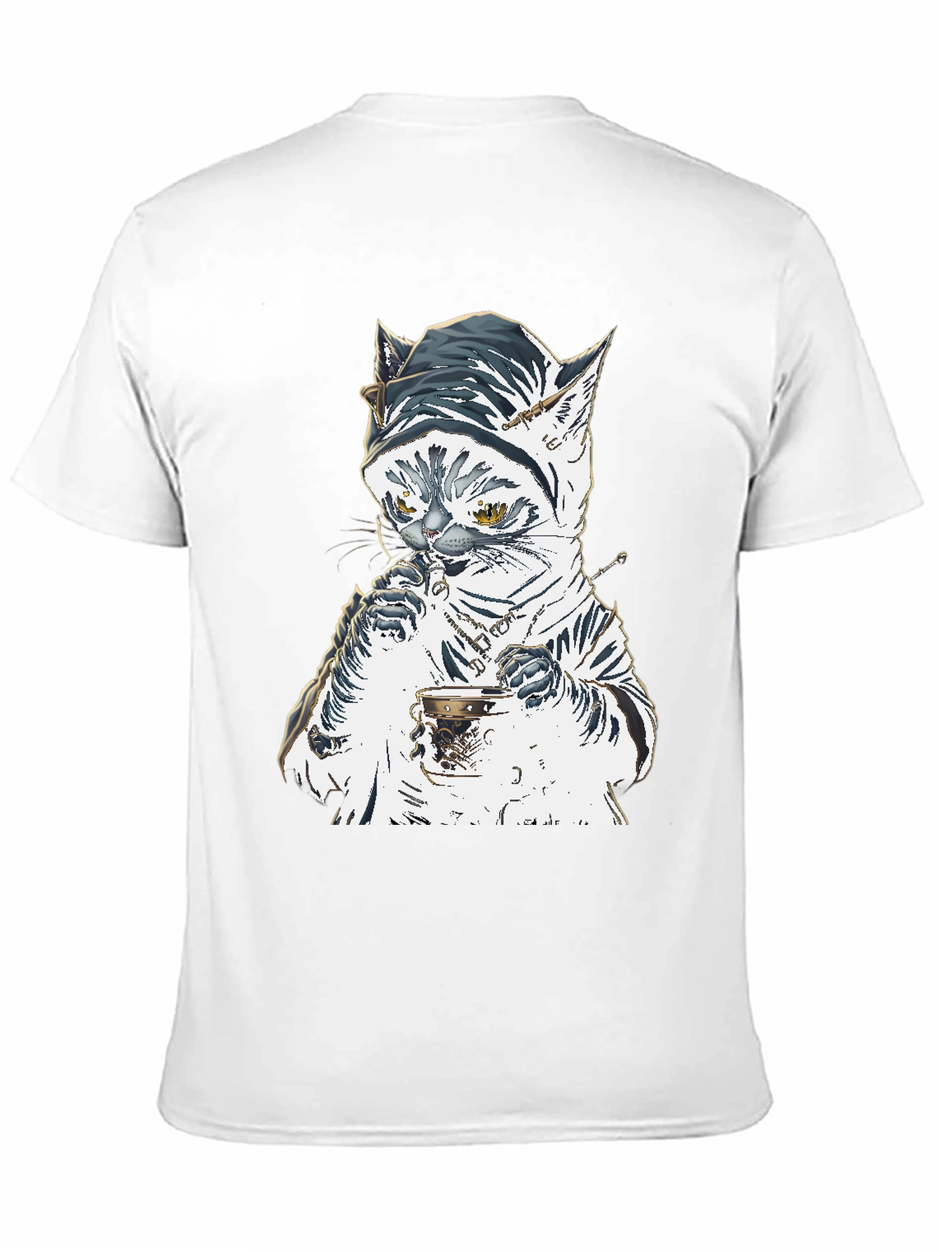 Cat T-Shirt: Sophisticated Feline Tea Time