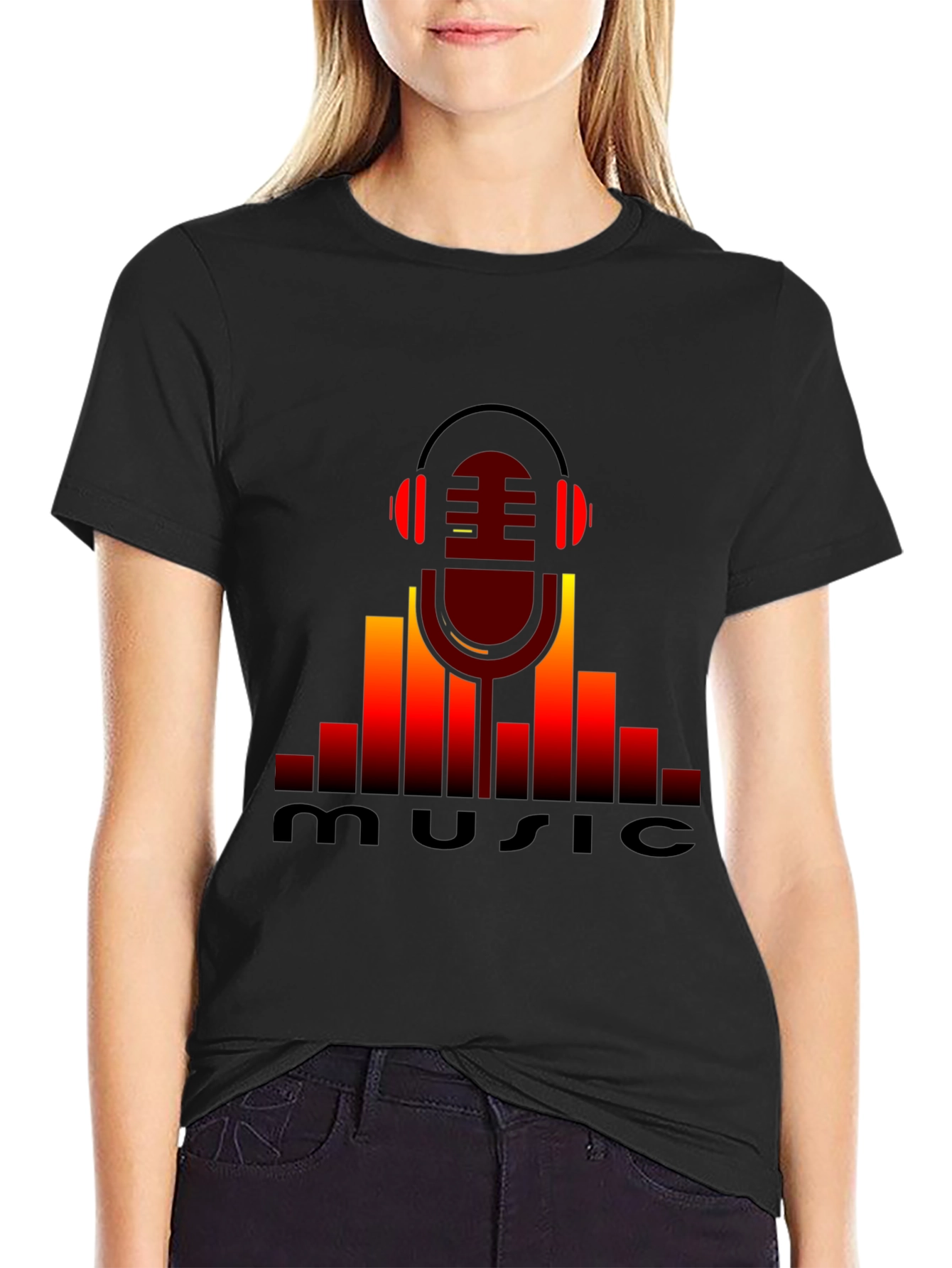 Music Lovers Black Graphic T-Shirt