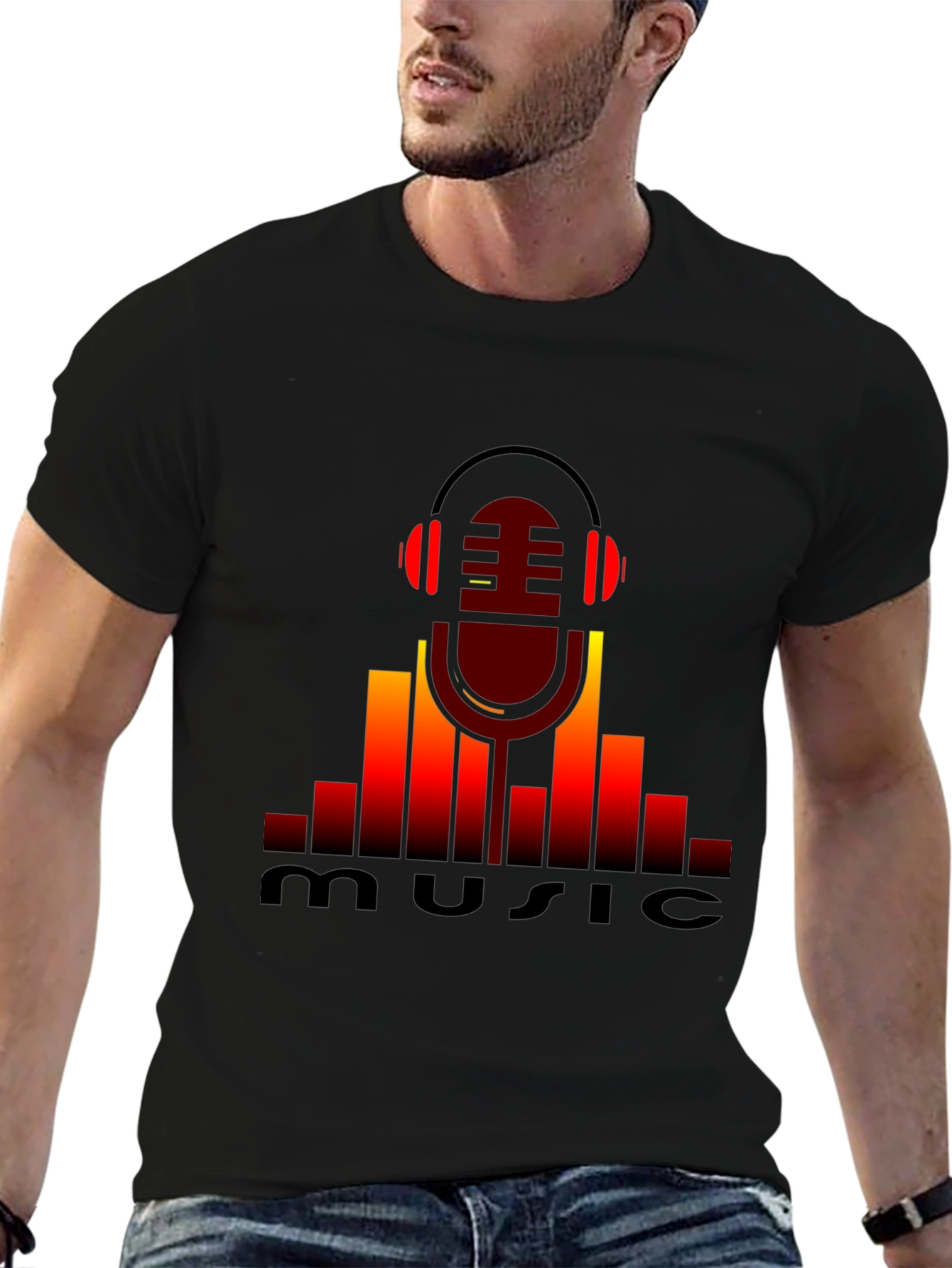 Music Lovers Black Graphic T-Shirt
