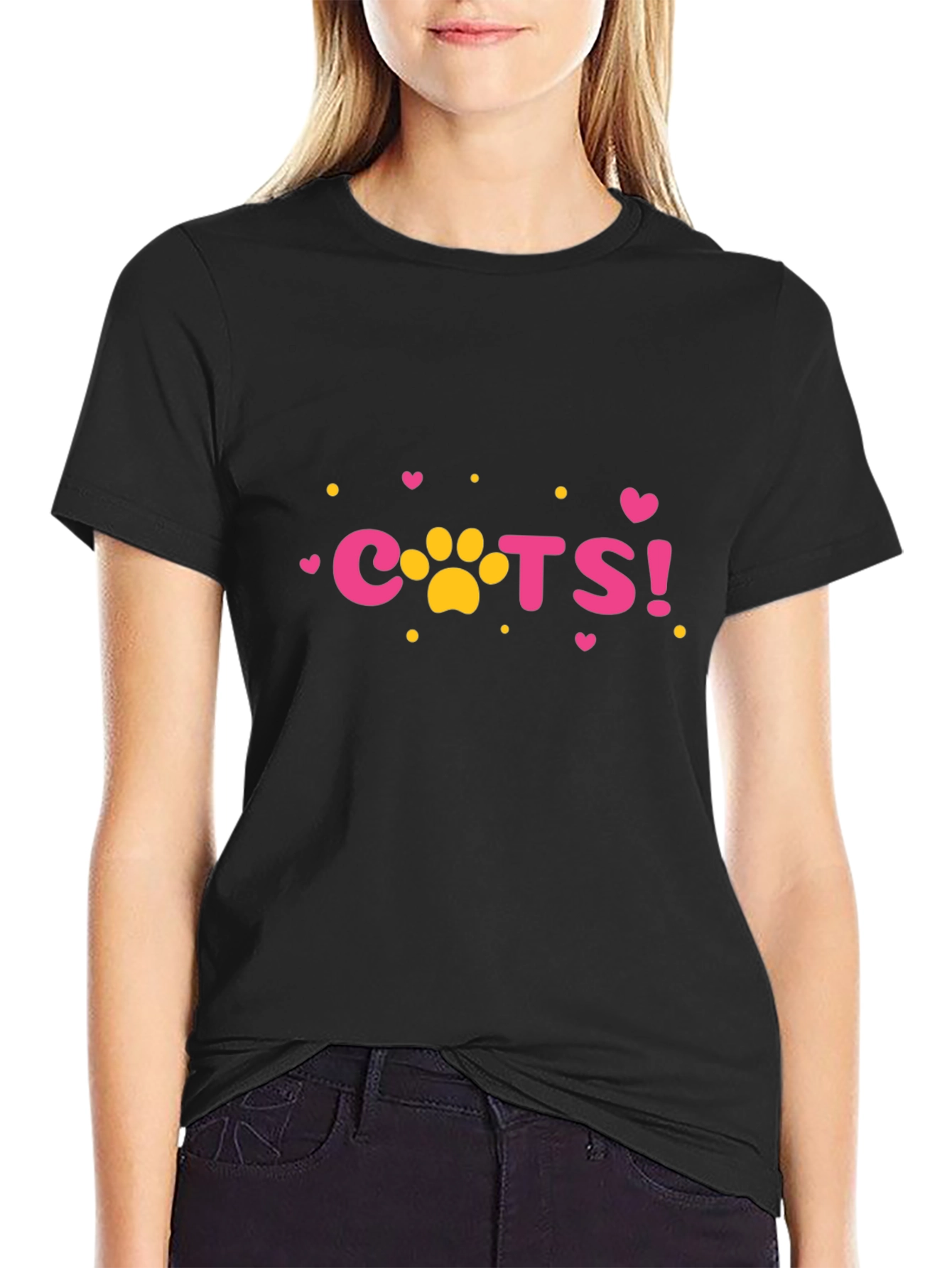 Cats Paw Print Graphic Tee - Casual Style