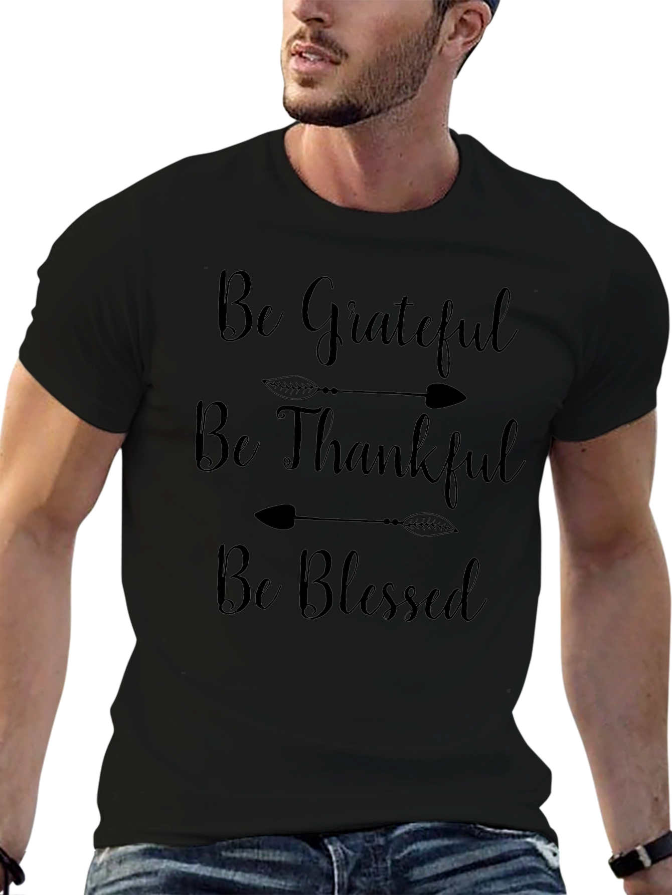Grateful Thankful Blessed Black T-Shirt