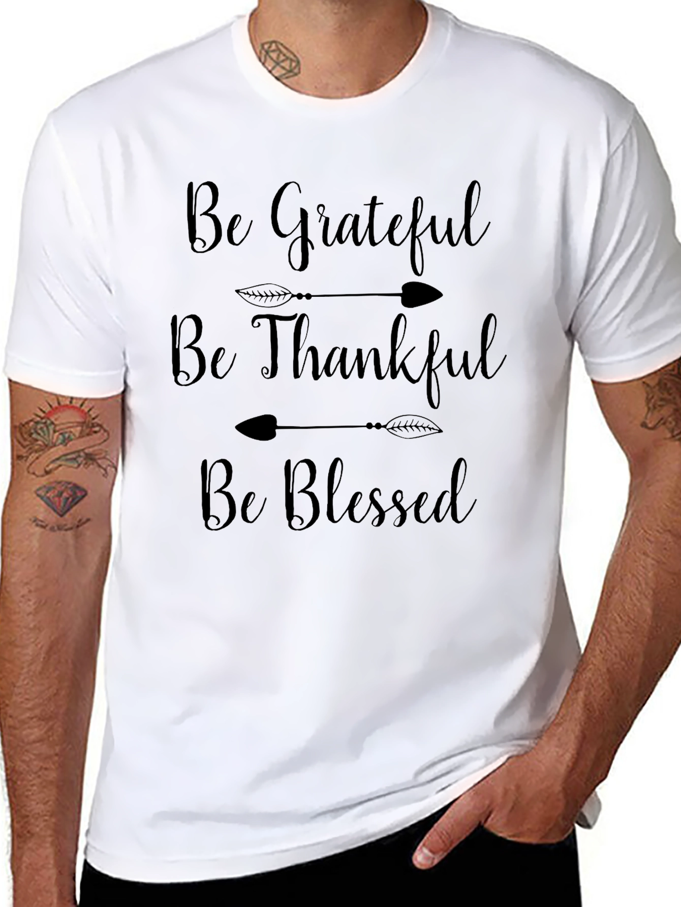 Grateful Thankful Blessed Black T-Shirt