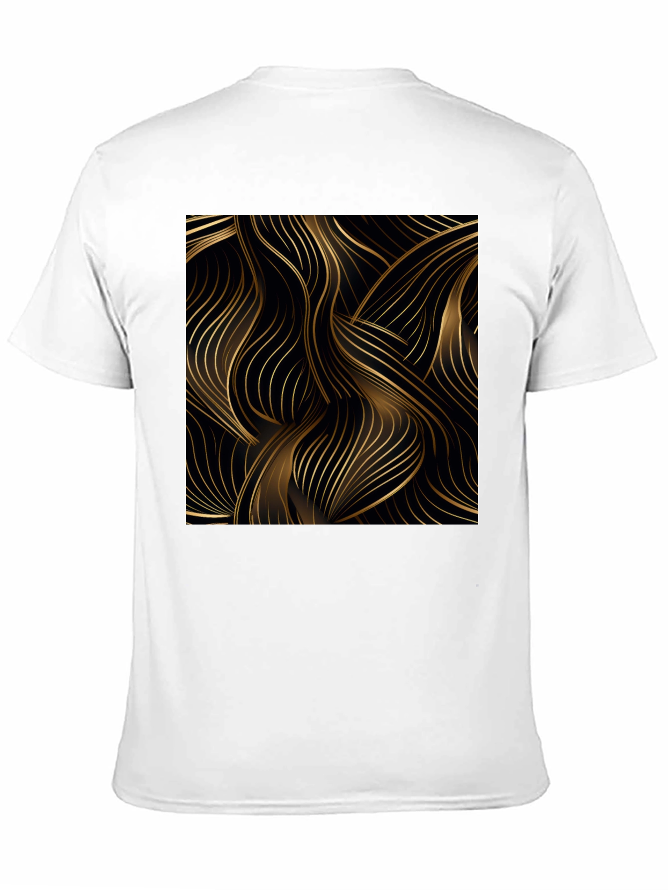 Stylish Black Tee with Abstract Gold Line Design