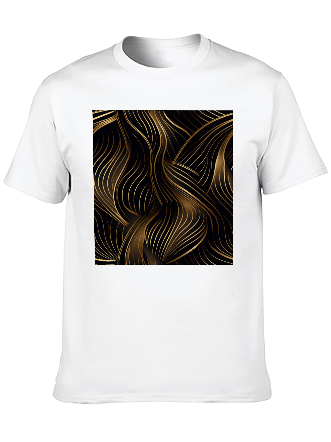 Stylish Black Tee with Abstract Gold Line Design