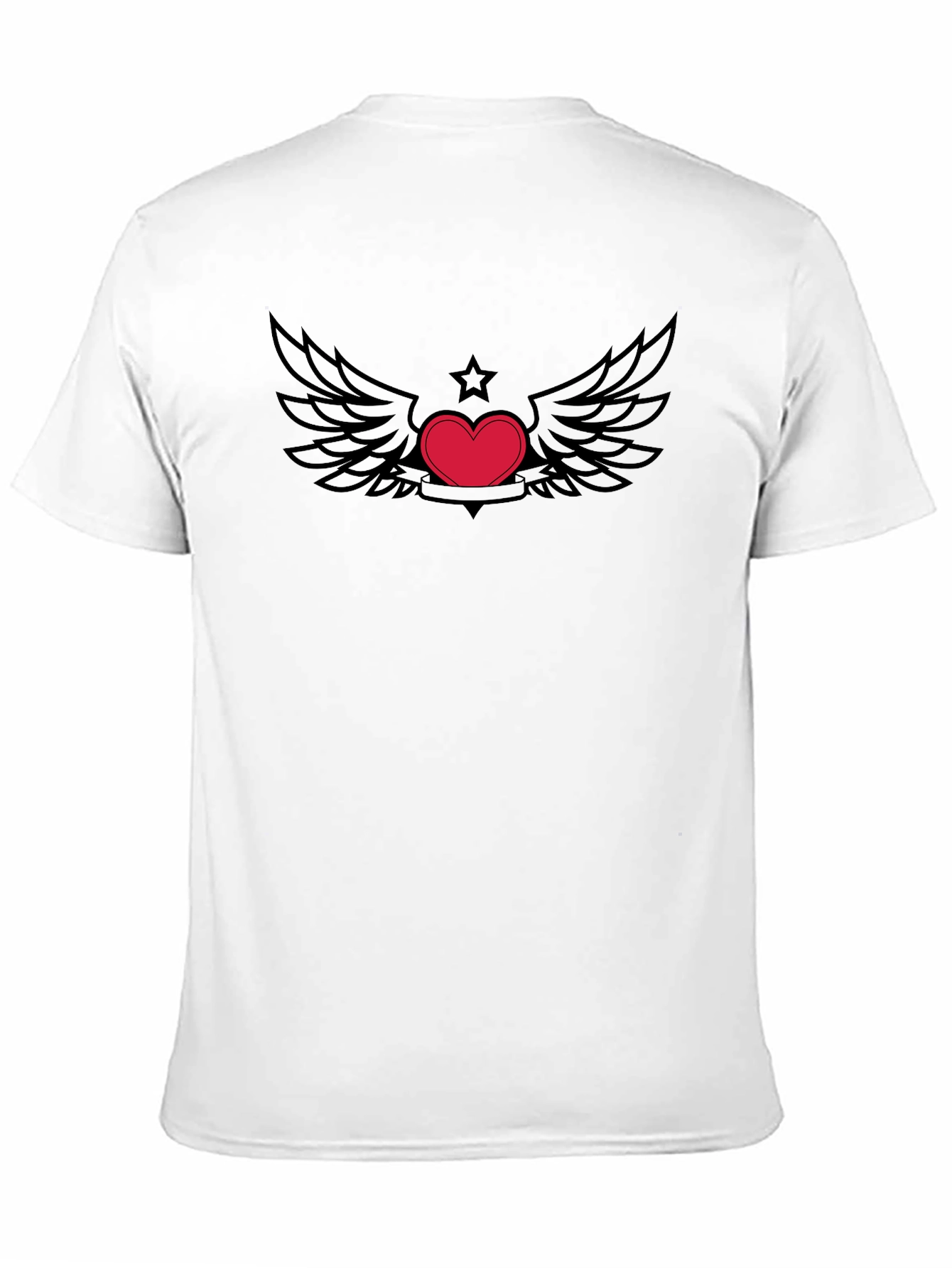 Heart with Wings Graphic Tee - Black Cotton T-Shirt