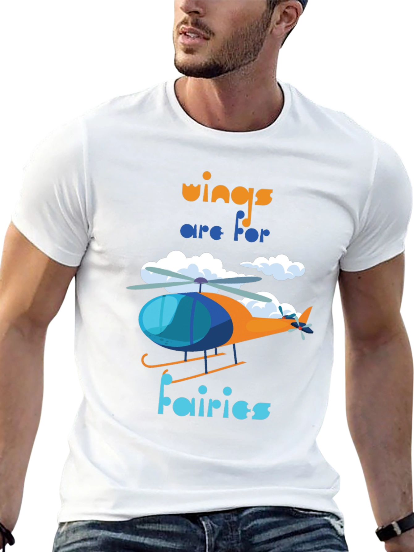 Wings Are For Fairies Helicopter Graphic Tee