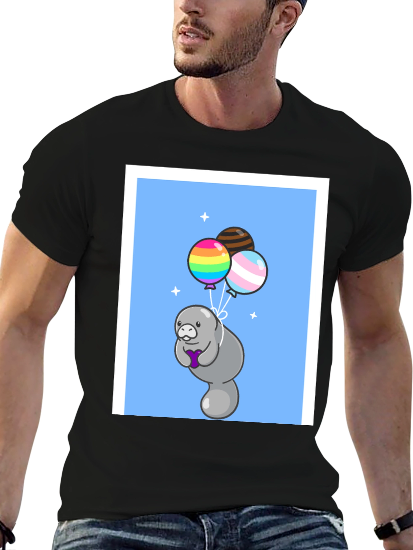 Manatee with Balloons Graphic T-Shirt