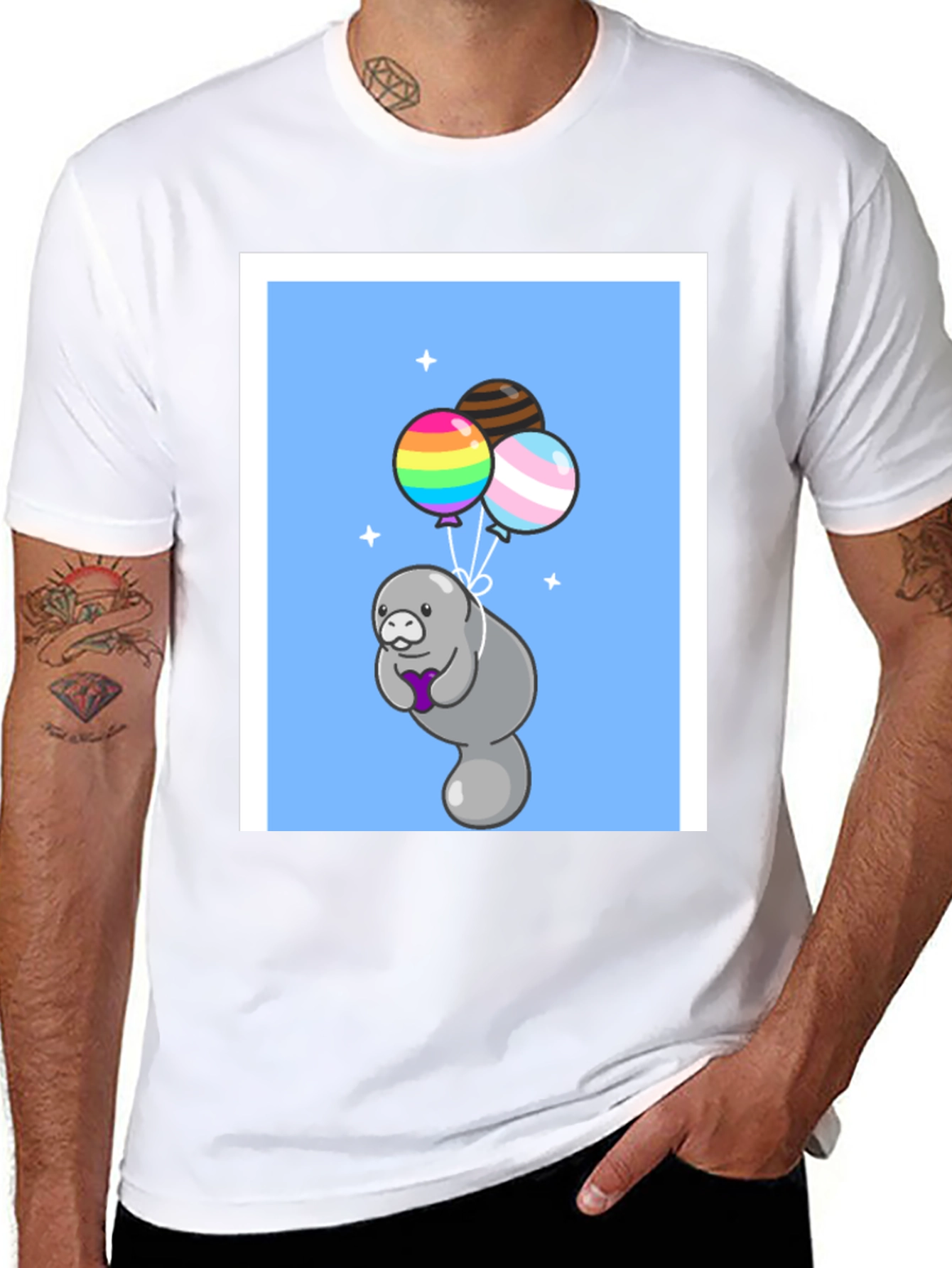 Manatee with Balloons Graphic T-Shirt