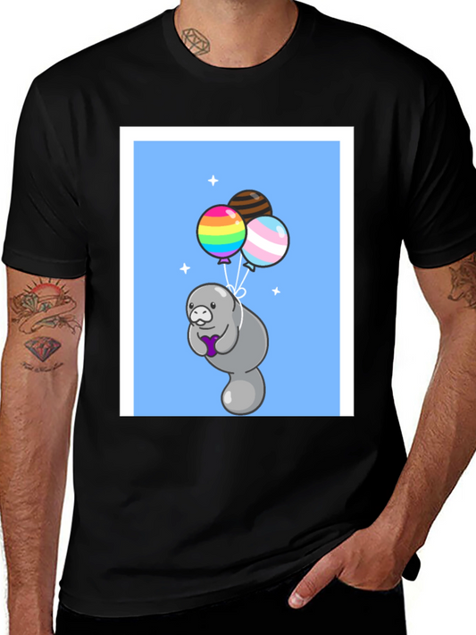 Manatee with Balloons Graphic T-Shirt