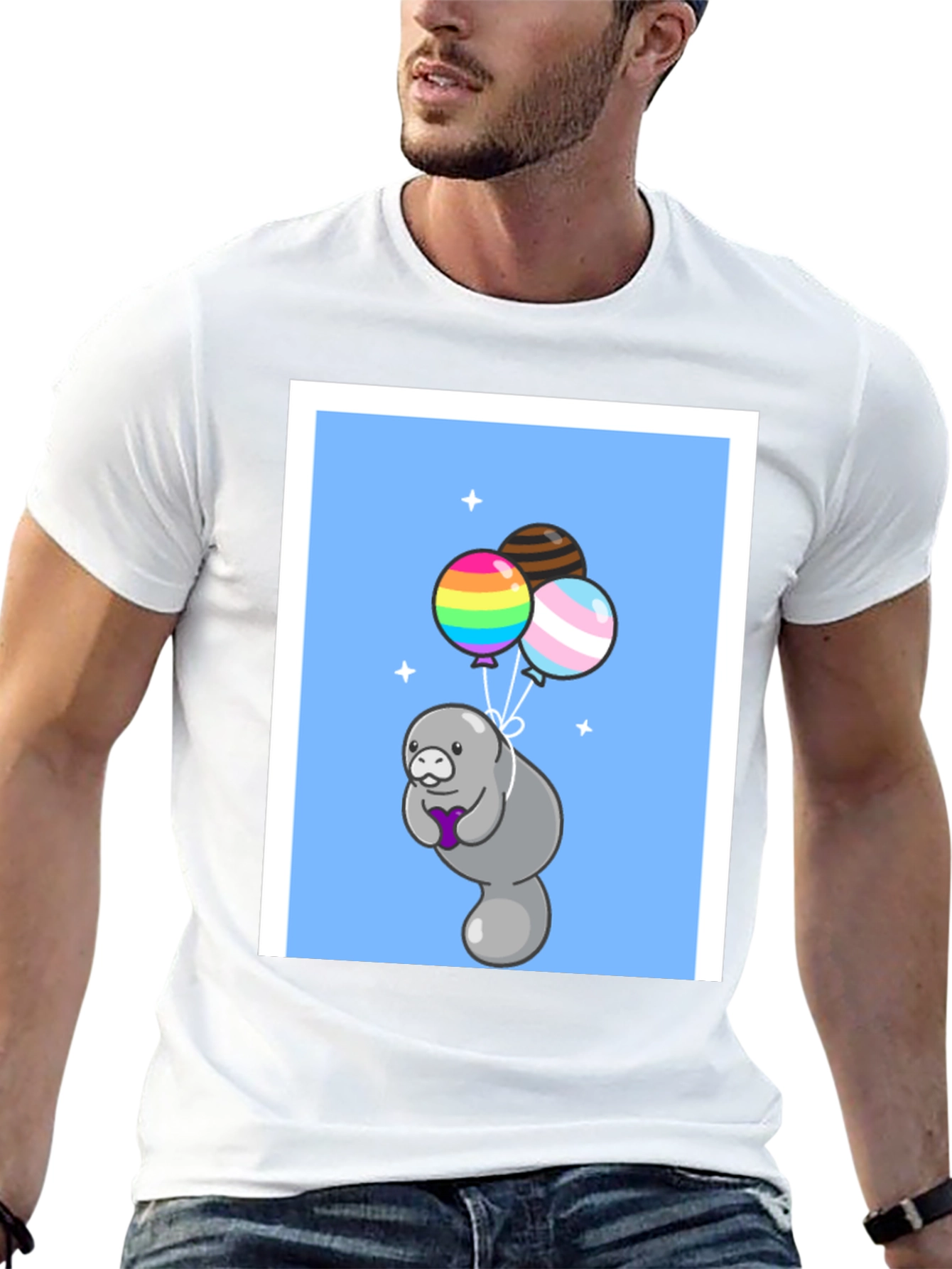 Manatee with Balloons Graphic T-Shirt