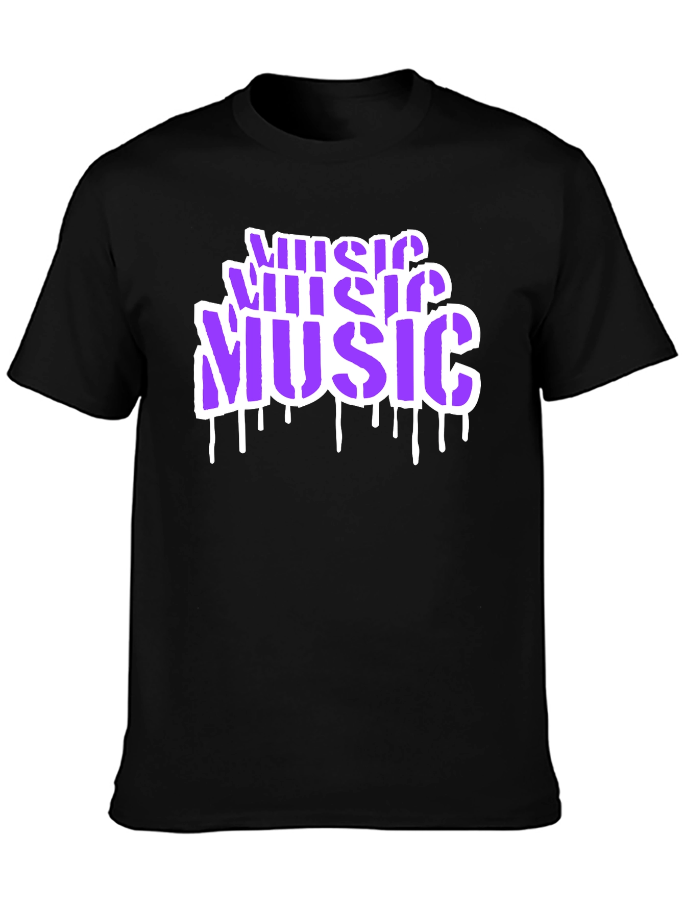 Music Graffiti Style Black T-Shirt