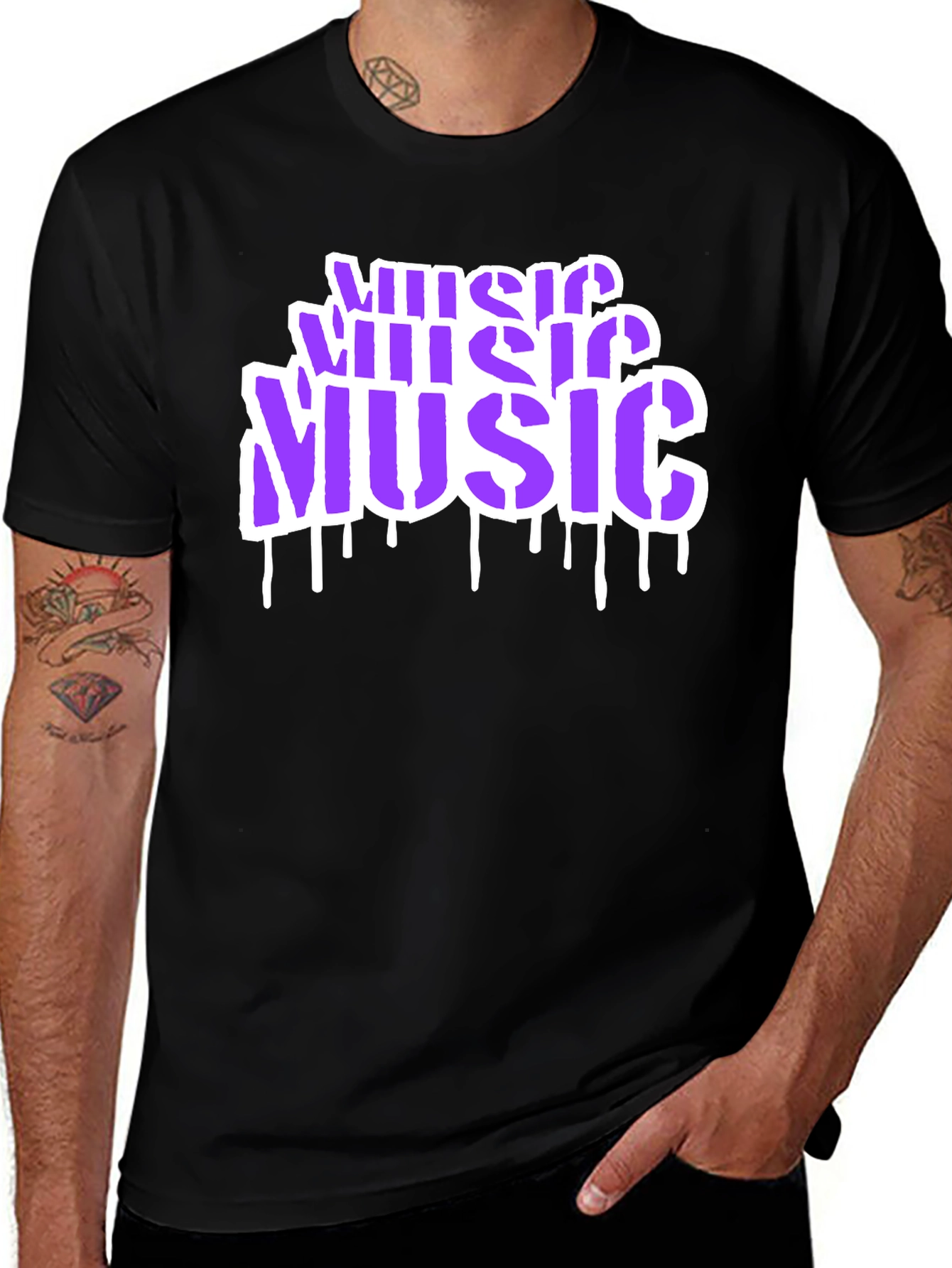 Music Graffiti Style Black T-Shirt