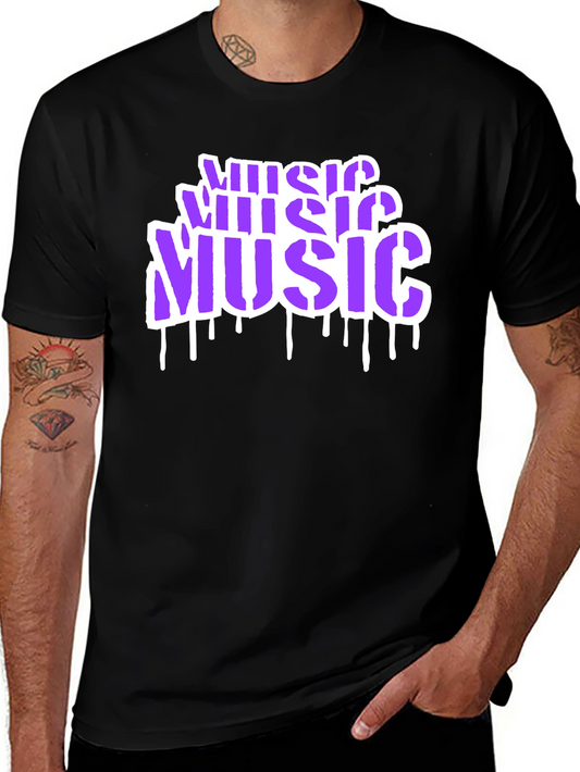 Music Graffiti Style Black T-Shirt