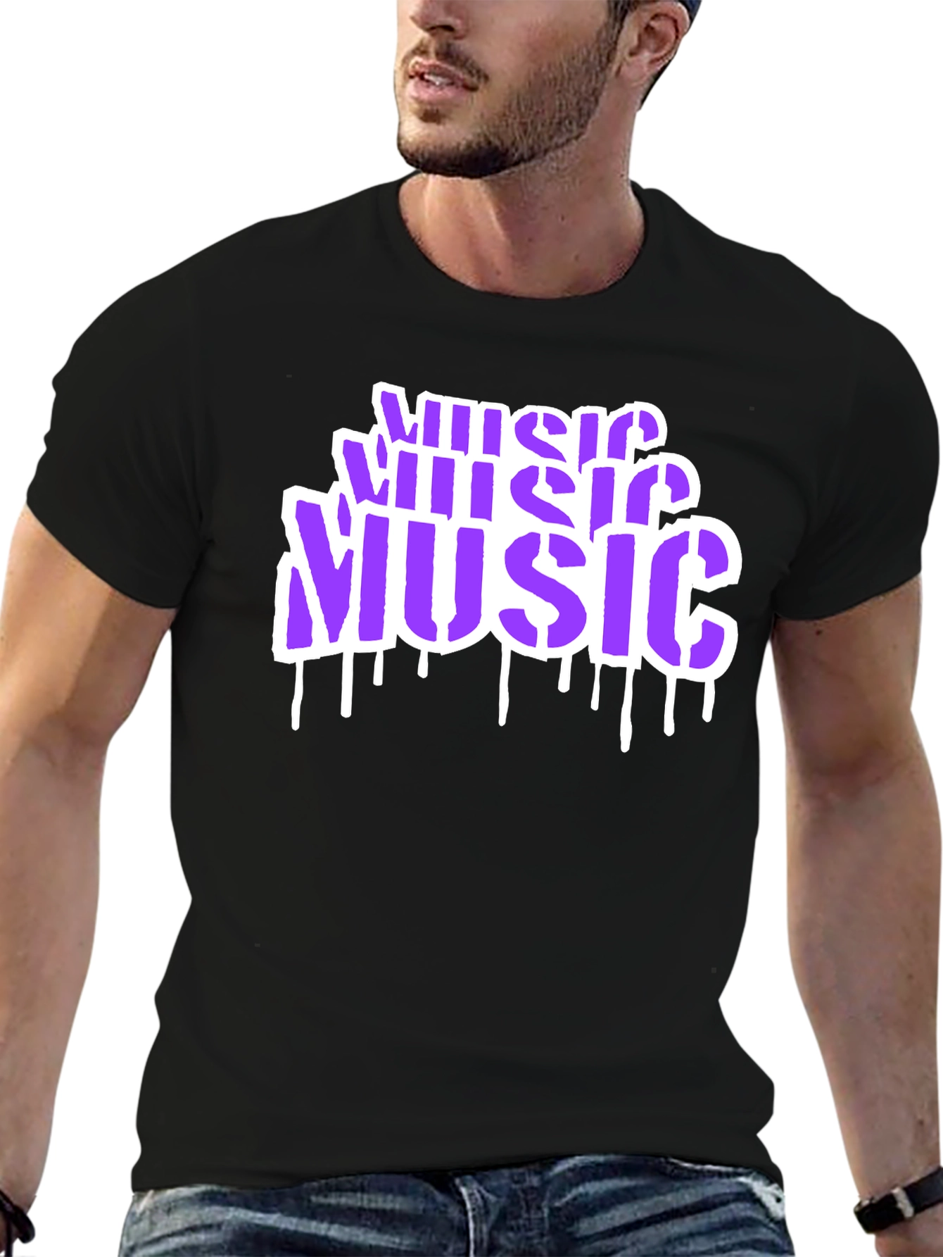 Music Graffiti Style Black T-Shirt