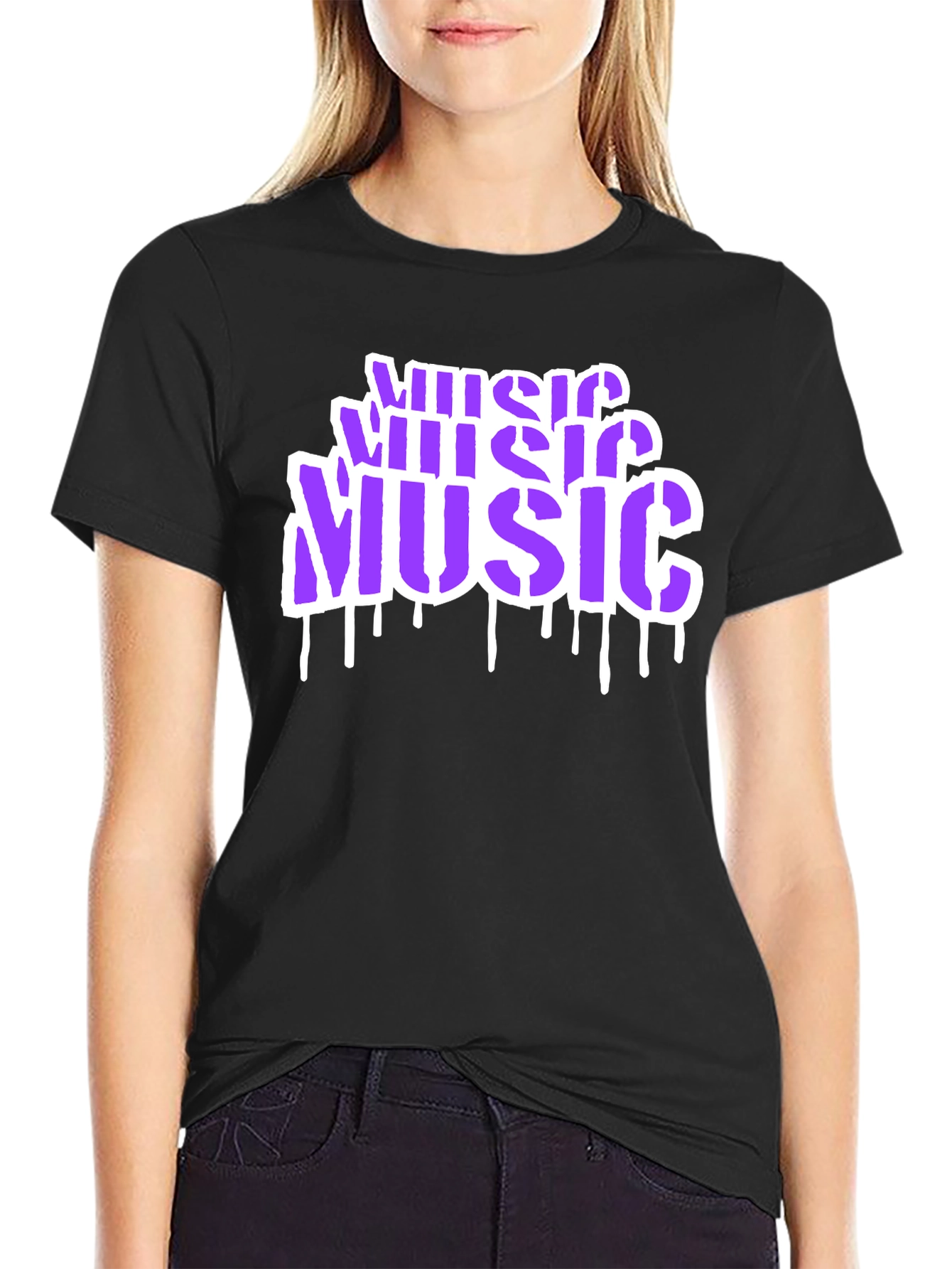 Music Graffiti Style Black T-Shirt