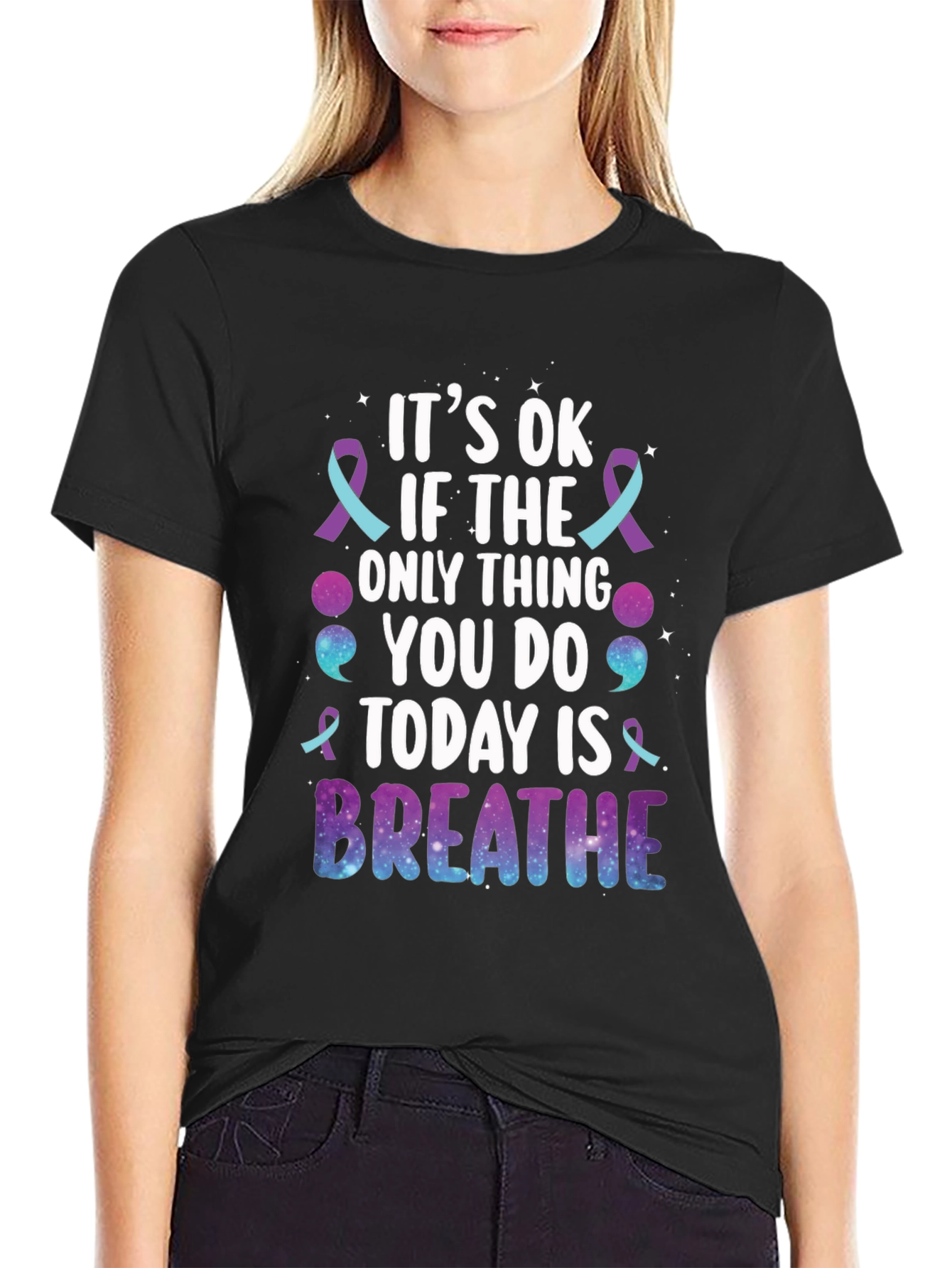 Its OK Breathe Graphic Tee - Mental Health Awareness