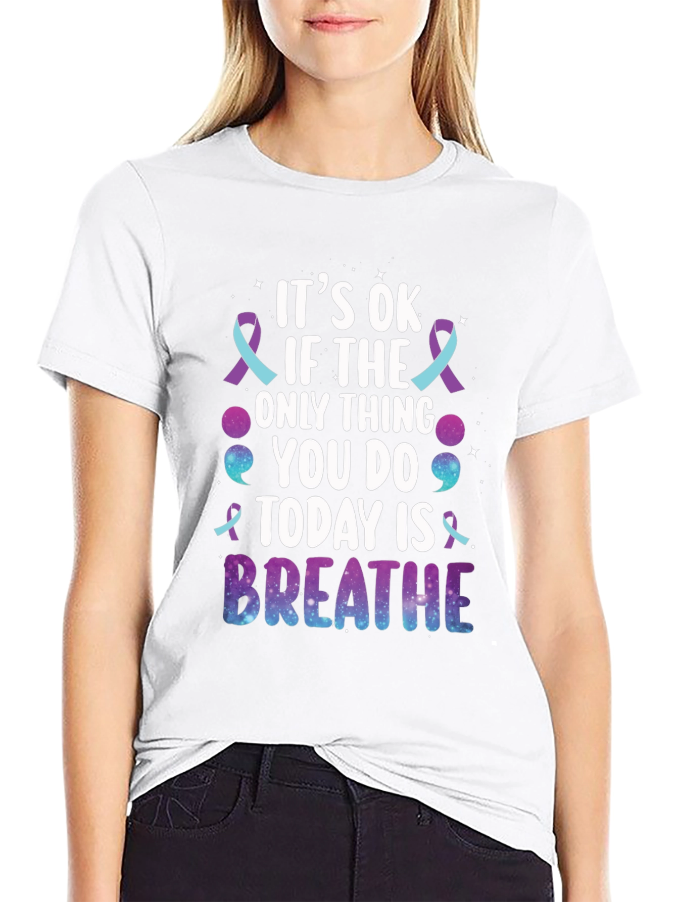 Its OK Breathe Graphic Tee - Mental Health Awareness