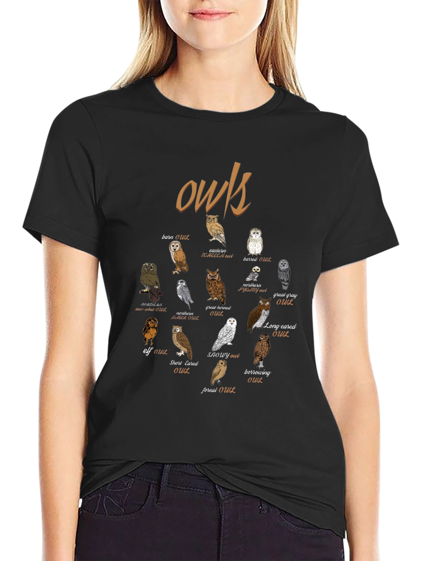 Owl Species Graphic T-Shirt - Bird Lovers Tee