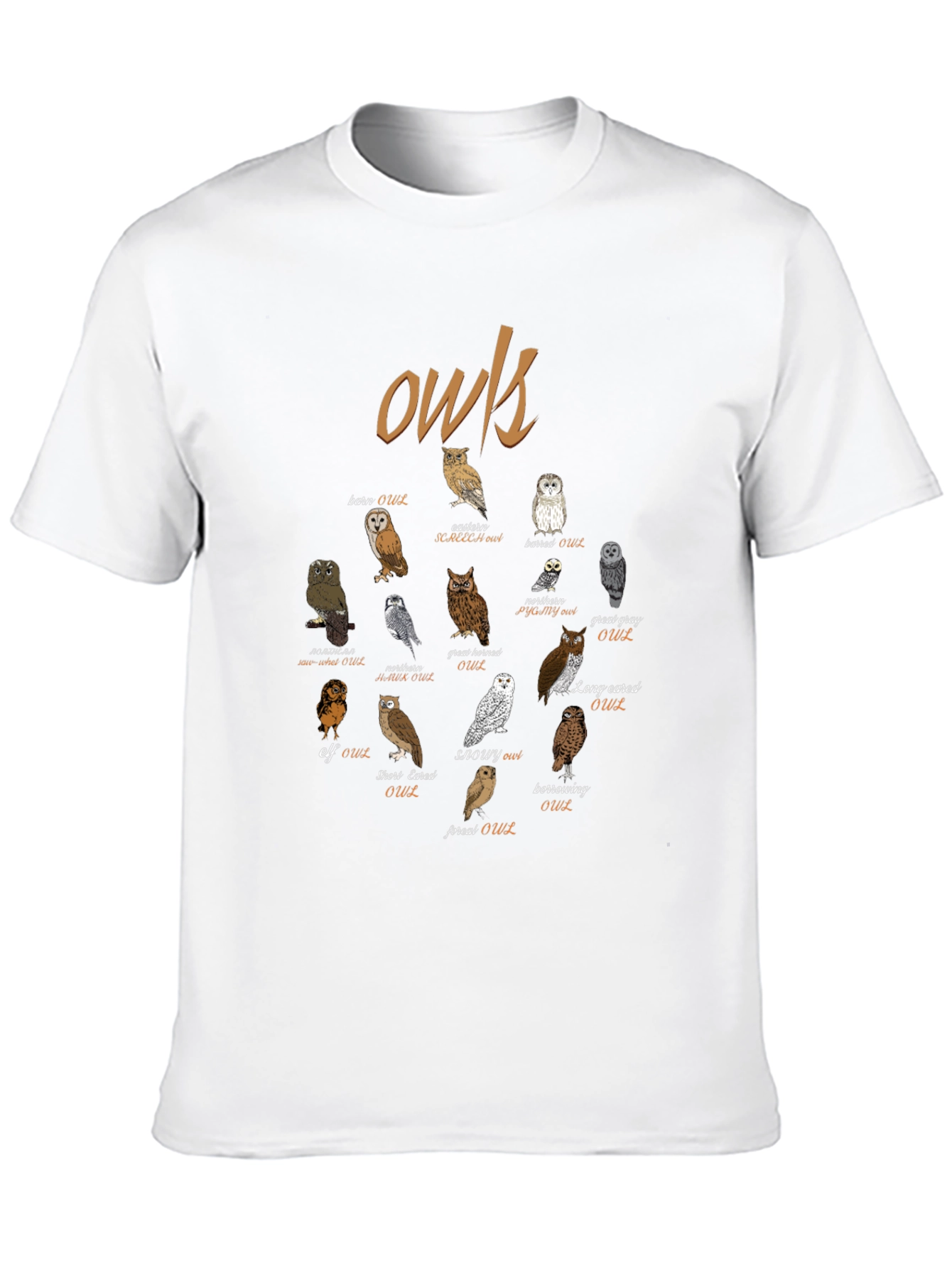 Owl Species Graphic T-Shirt - Bird Lovers Tee