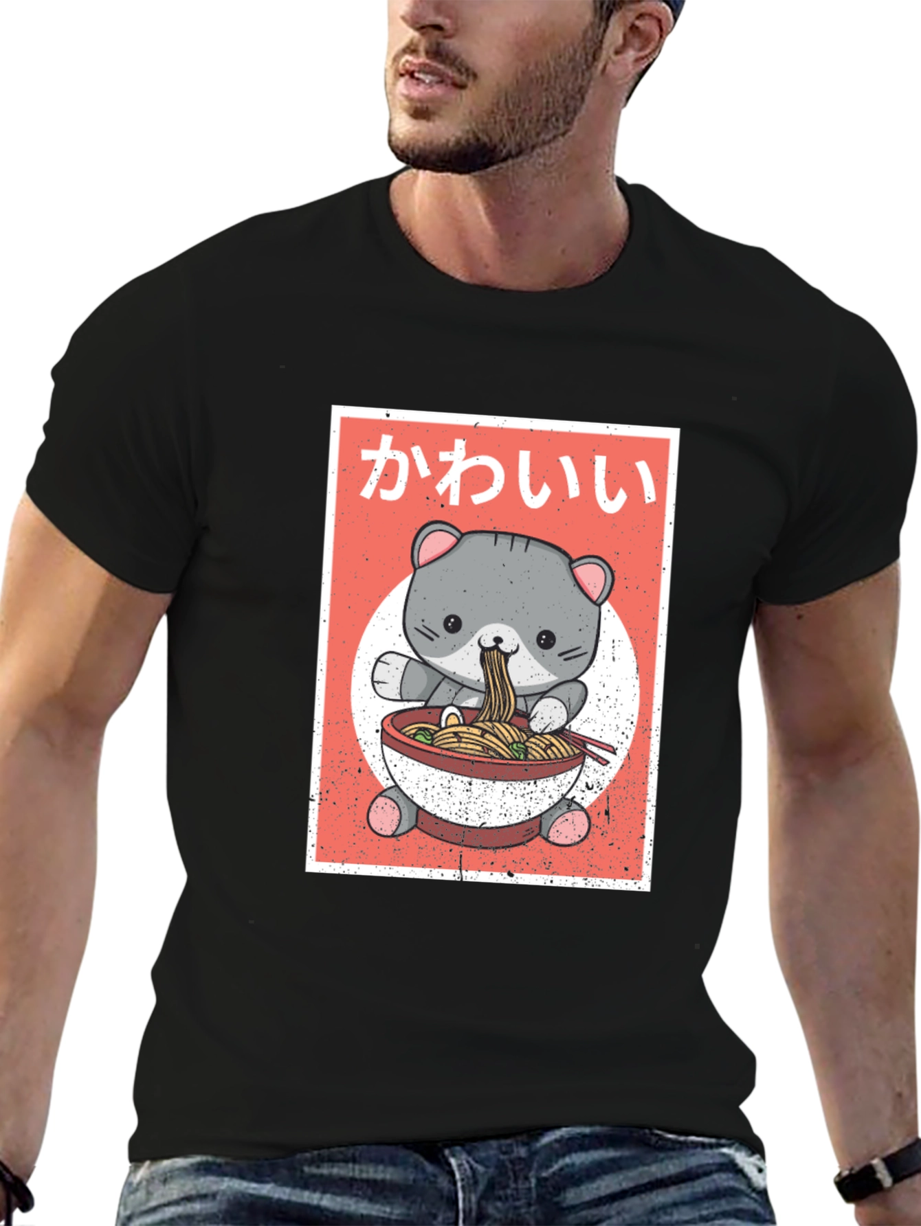 Kawaii Cat Ramen T-Shirt - Cute Anime Style
