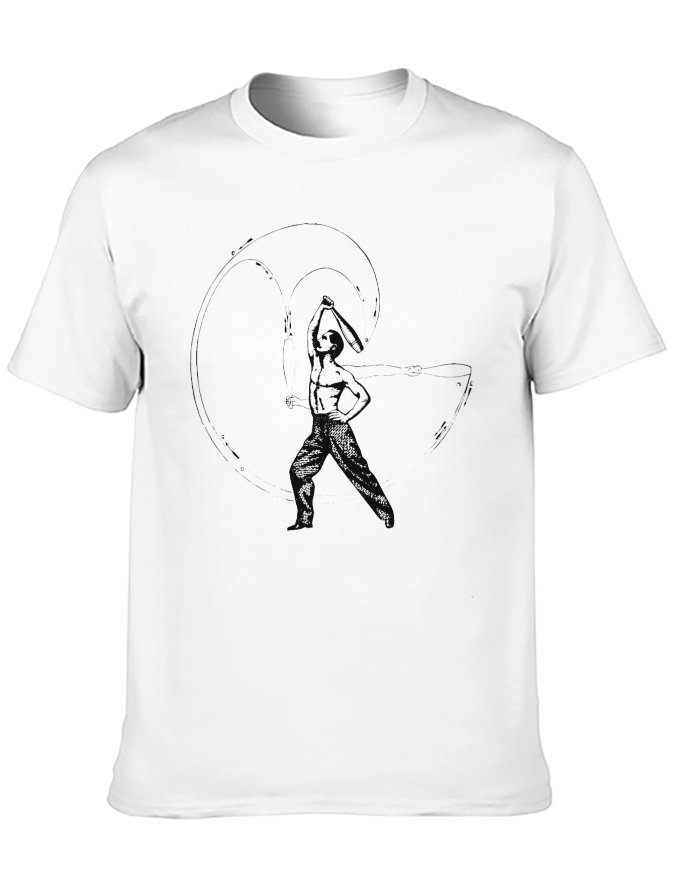 Mens Black Graphic Tee - Abstract Figure Design