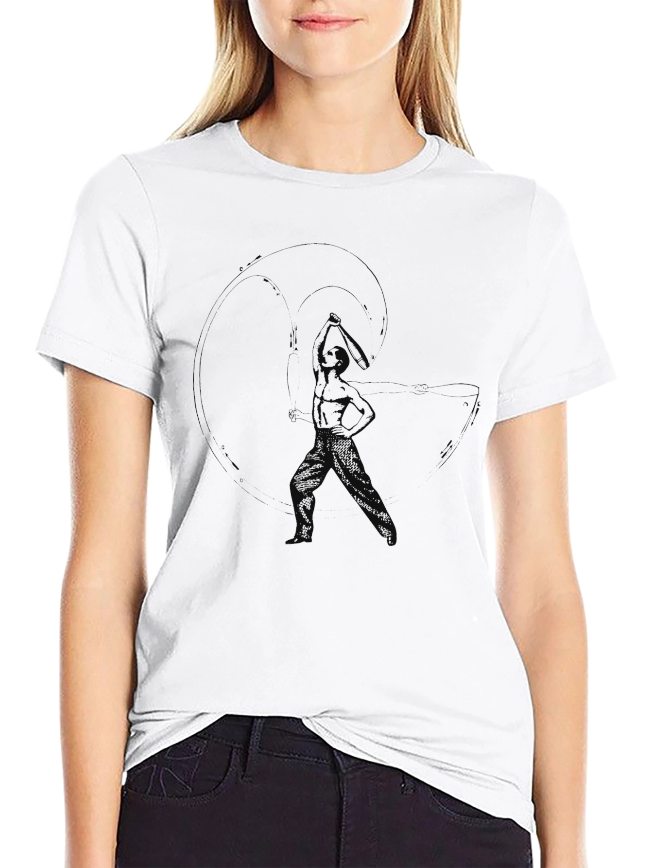 Mens Black Graphic Tee - Abstract Figure Design