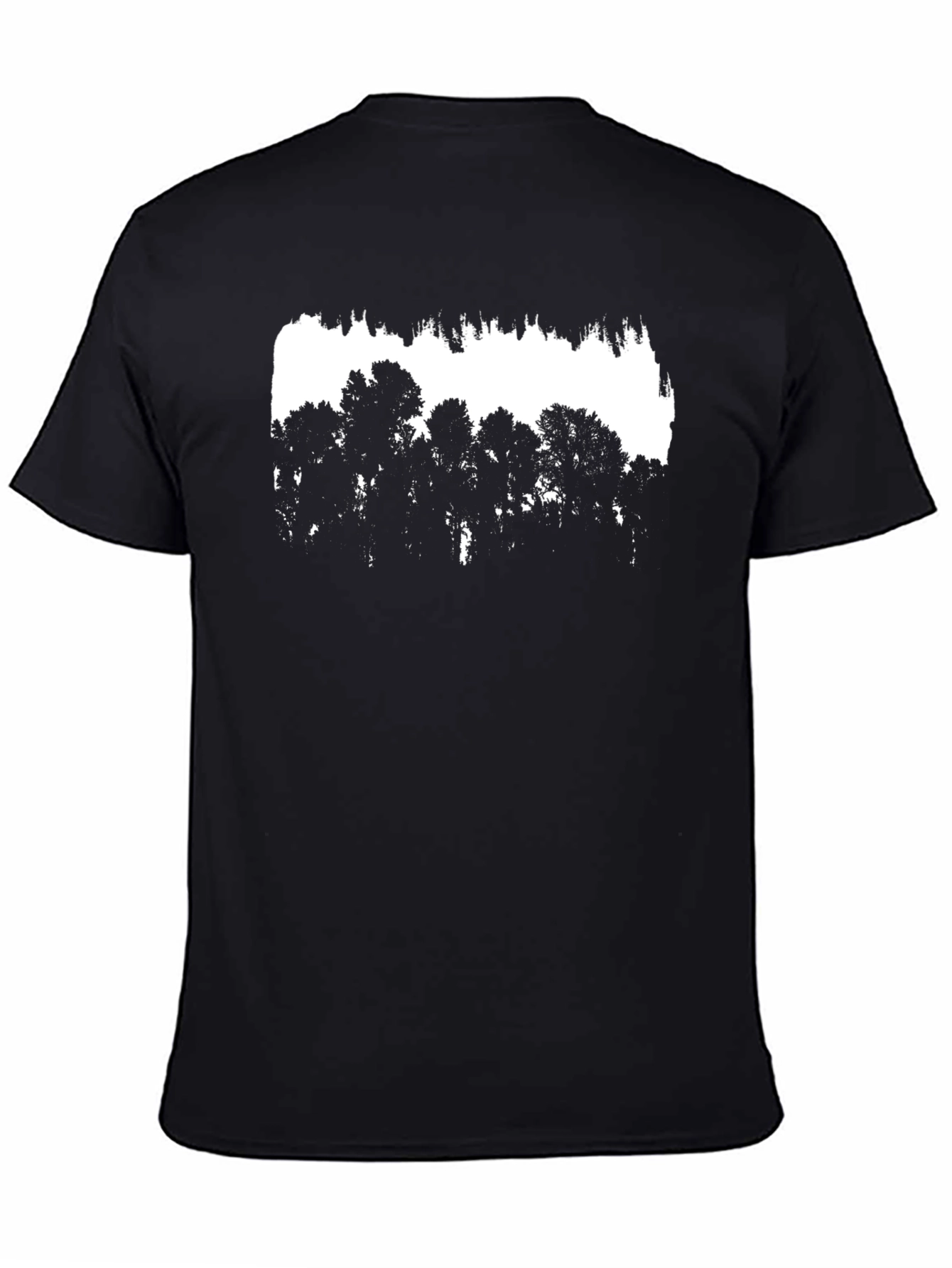 Black Graphic Tee - Tree Silhouette Design