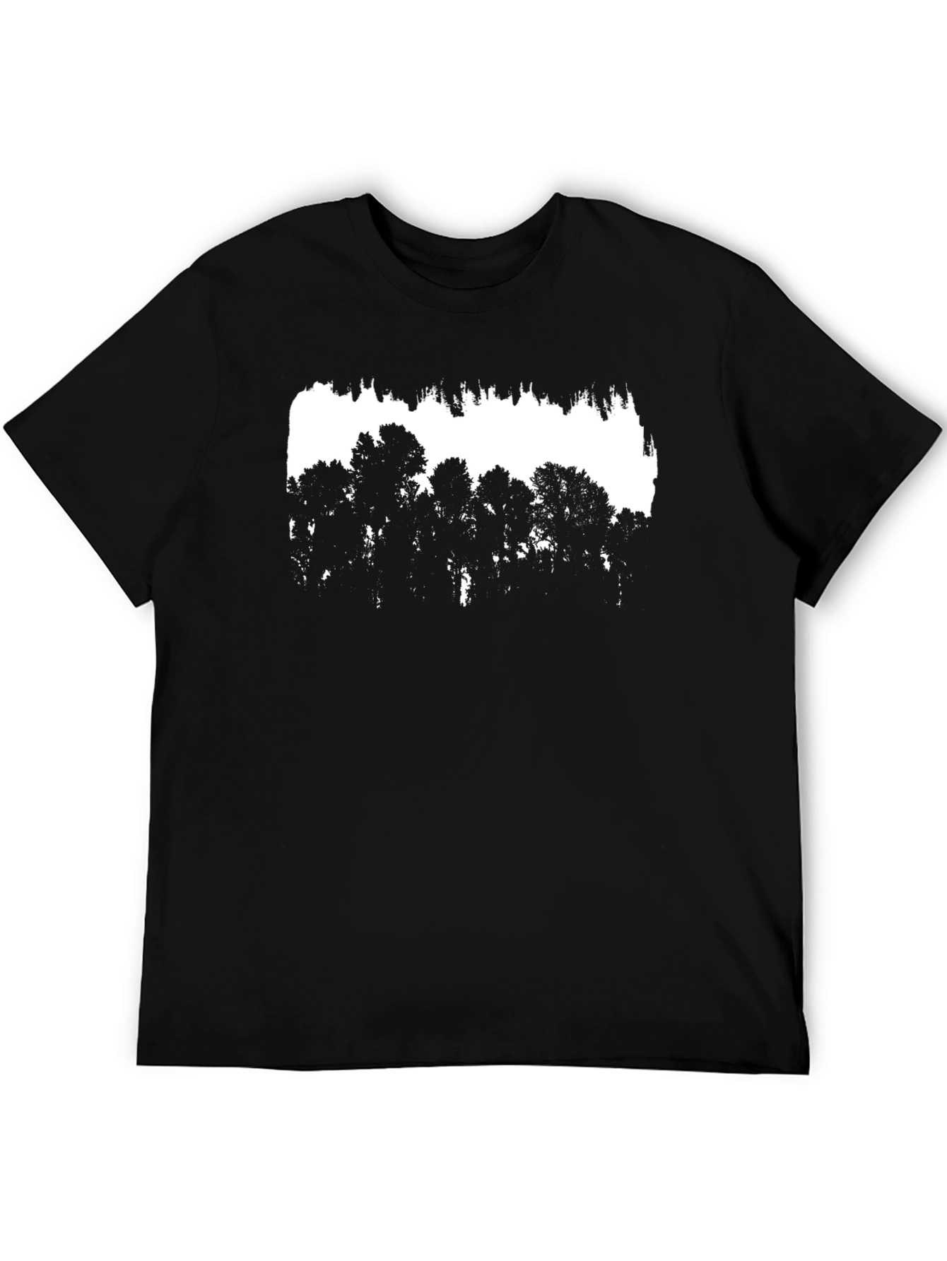 Black Graphic Tee - Tree Silhouette Design