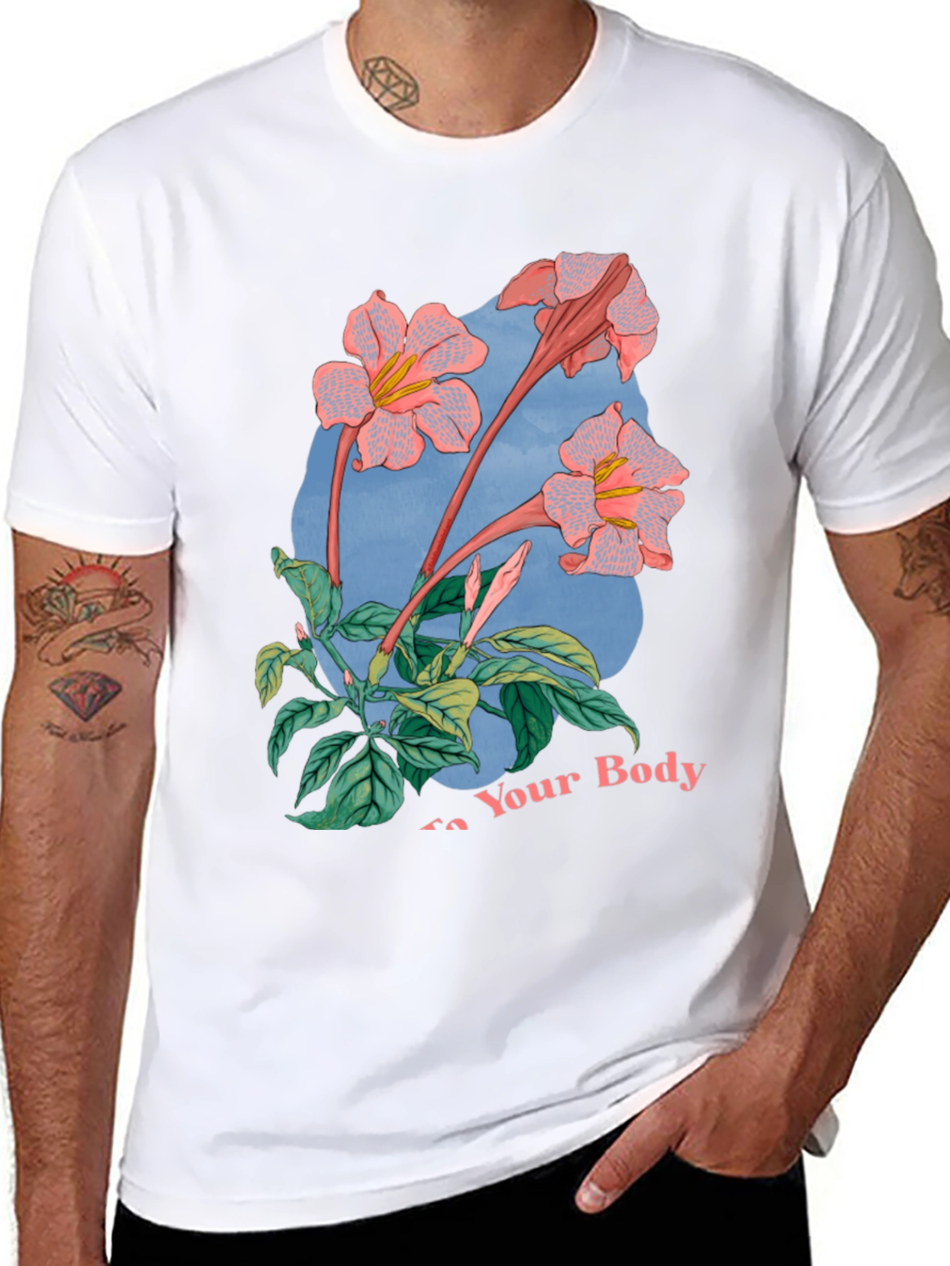 Floral Graphic Black T-Shirt for Men