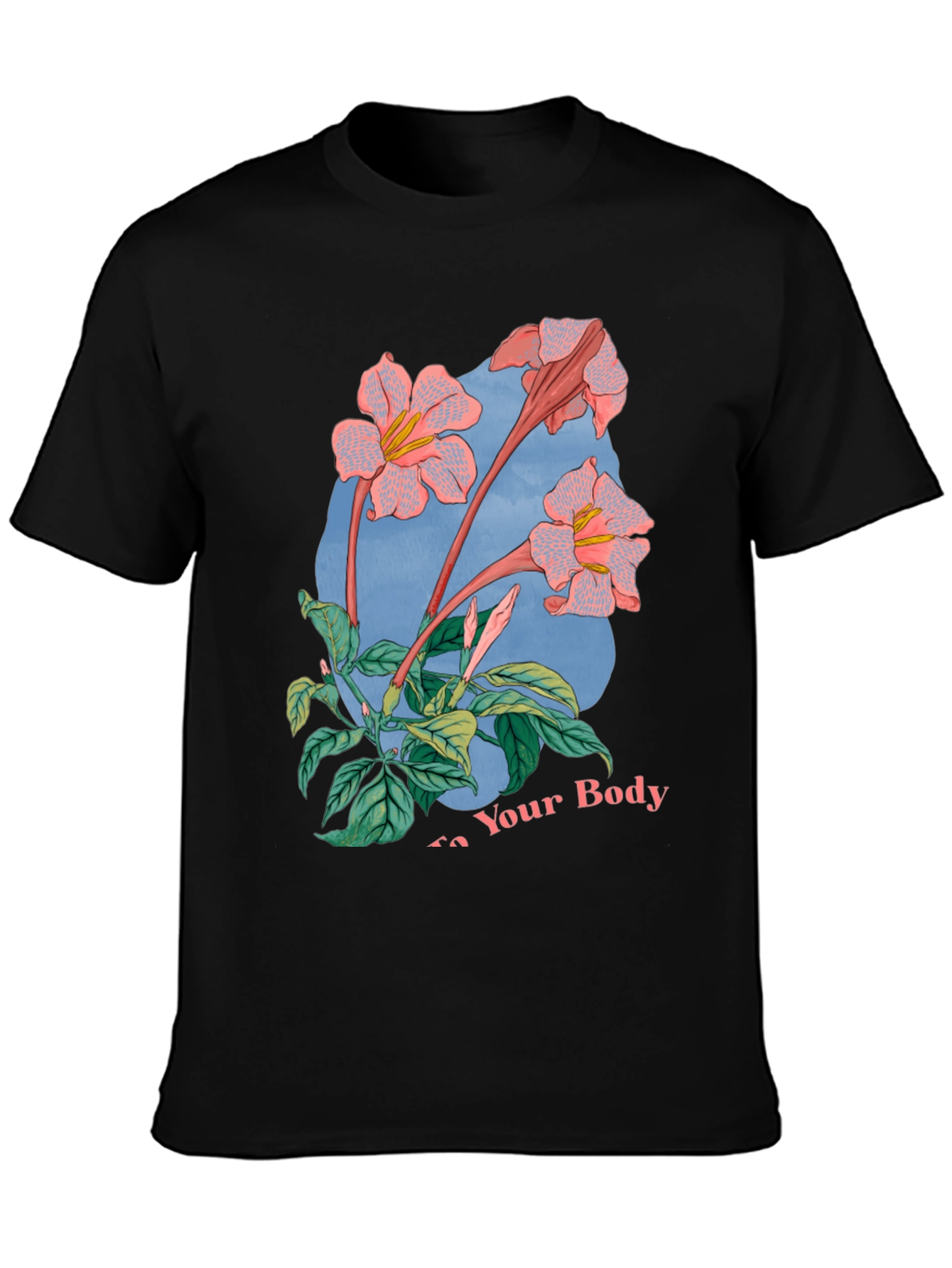 Floral Graphic Black T-Shirt for Men