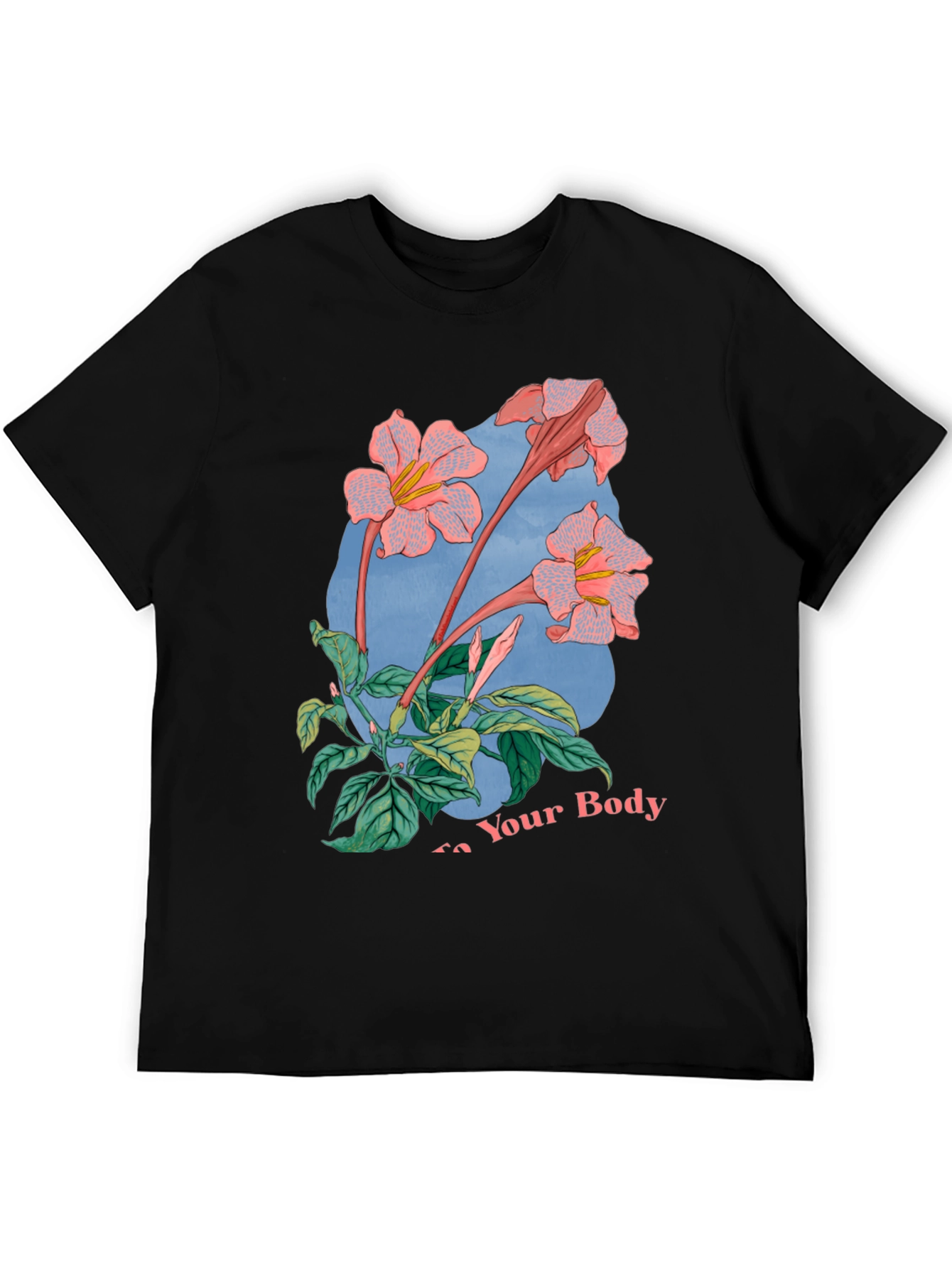 Floral Graphic Black T-Shirt for Men