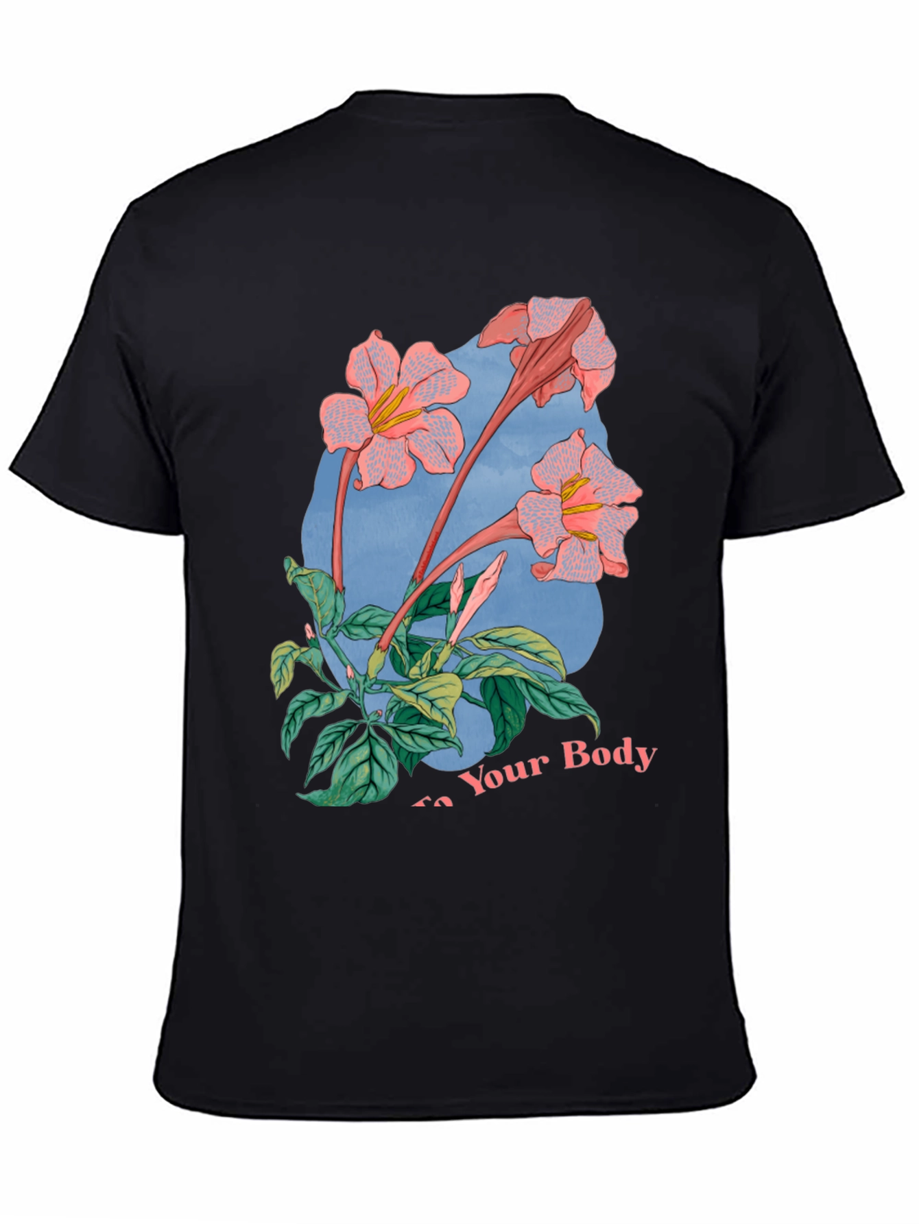 Floral Graphic Black T-Shirt for Men