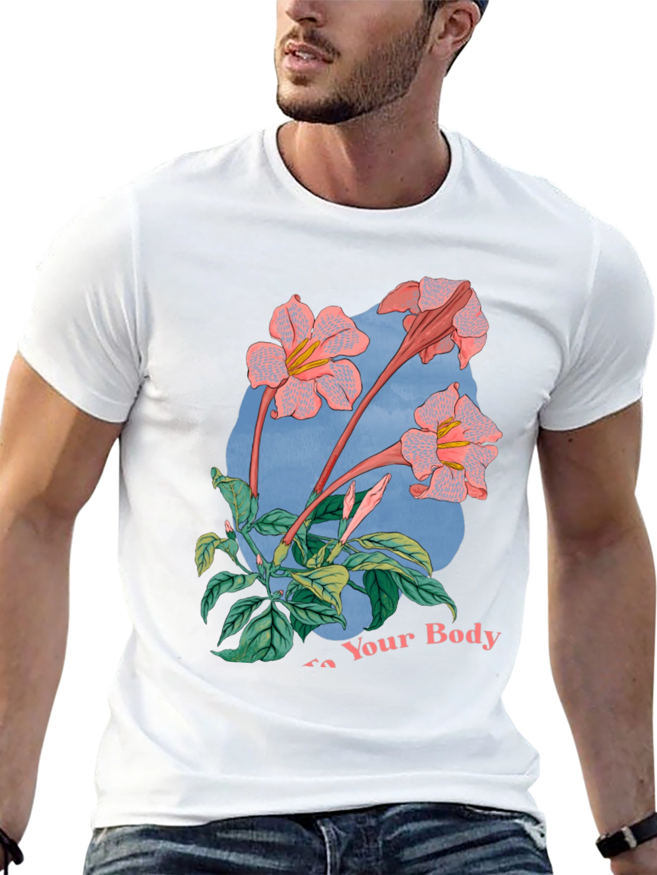 Floral Graphic Black T-Shirt for Men