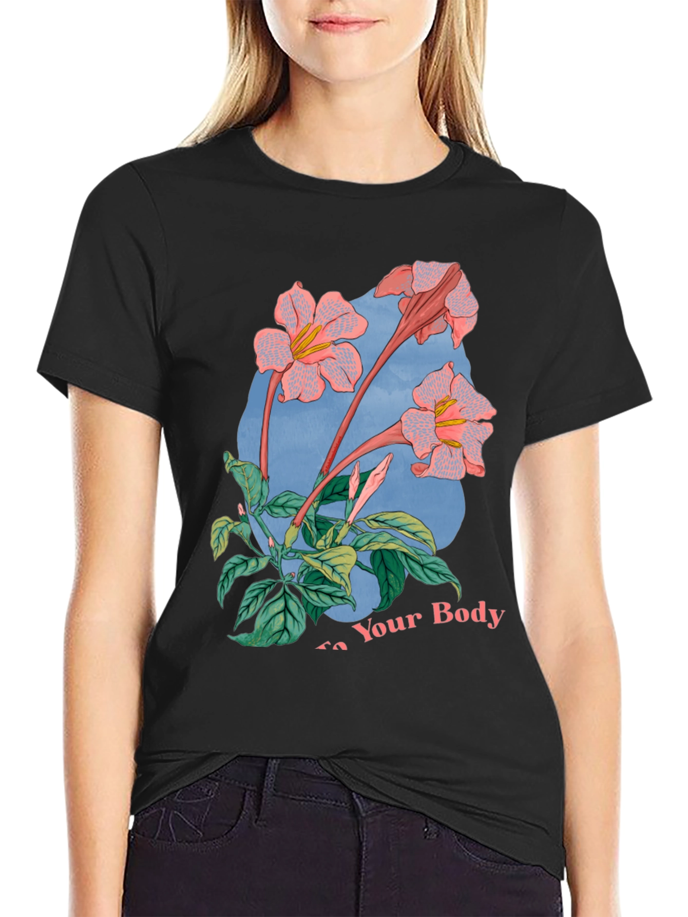 Floral Graphic Black T-Shirt for Men