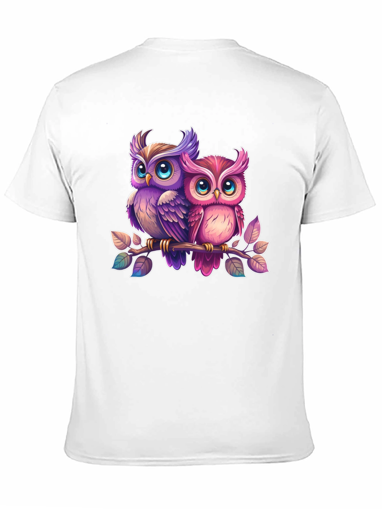 Cute Owl Couple Black T-Shirt